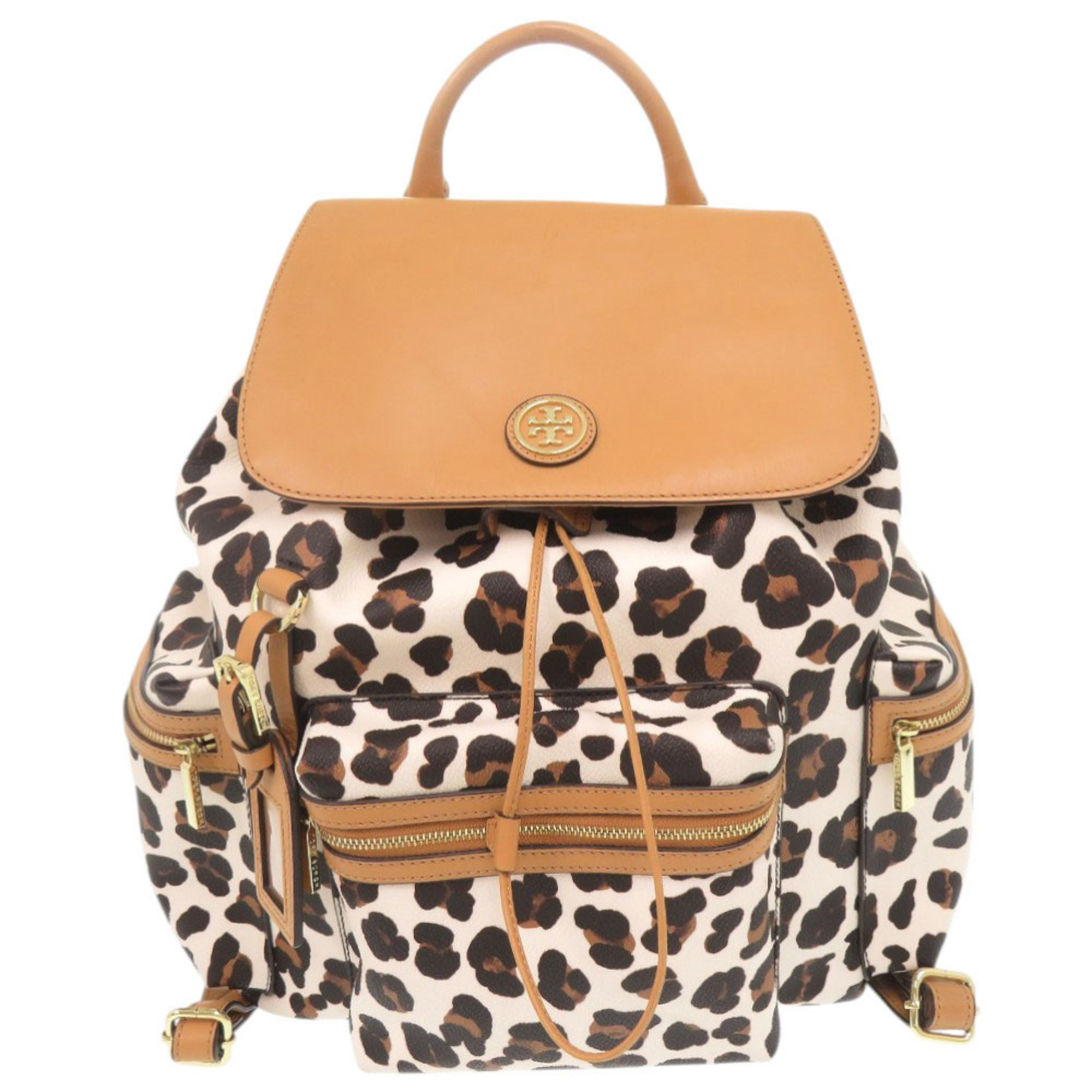 Tory Burch Leopard Print PVC Multicolor Backpack Daypack 0911
