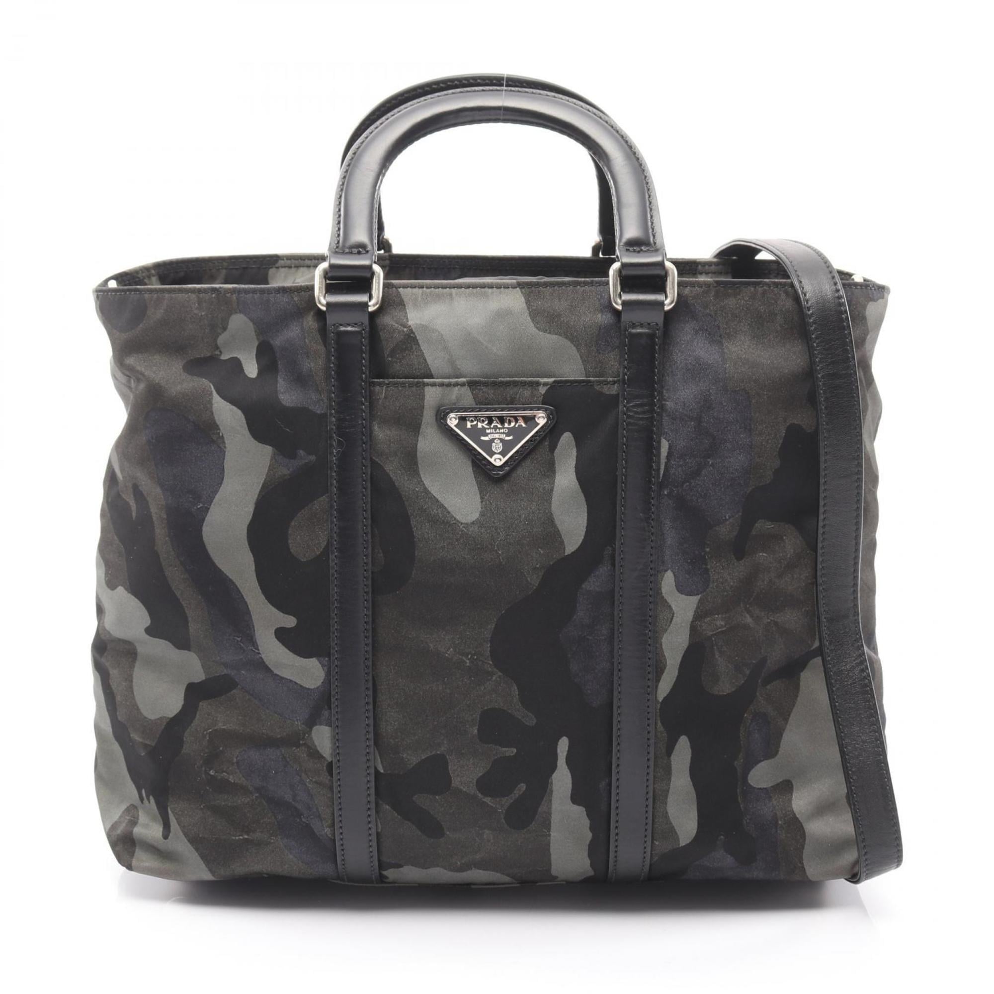 Prada handbag, nylon and leather, women’s, green, multicolor