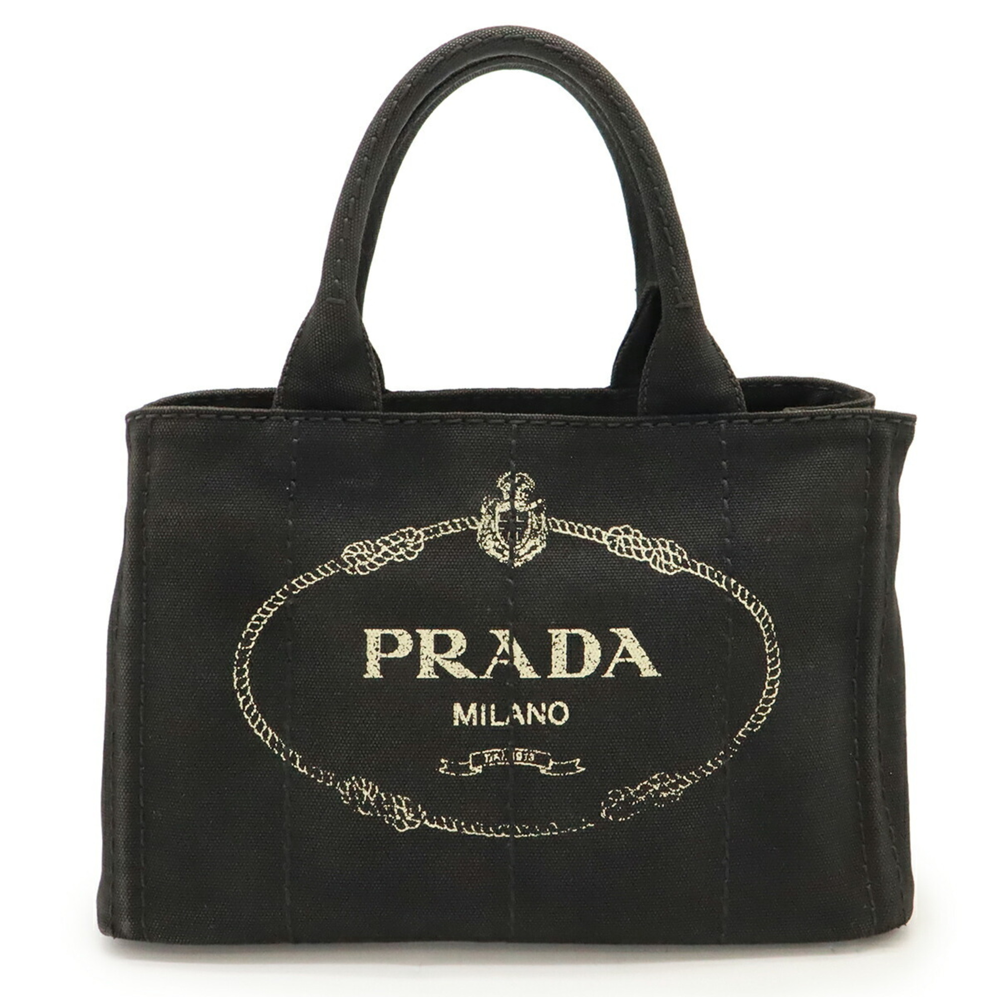 PRADA CANAPA Tote Bag, Canvas, Nero, Black, Shoulder 1BG439
