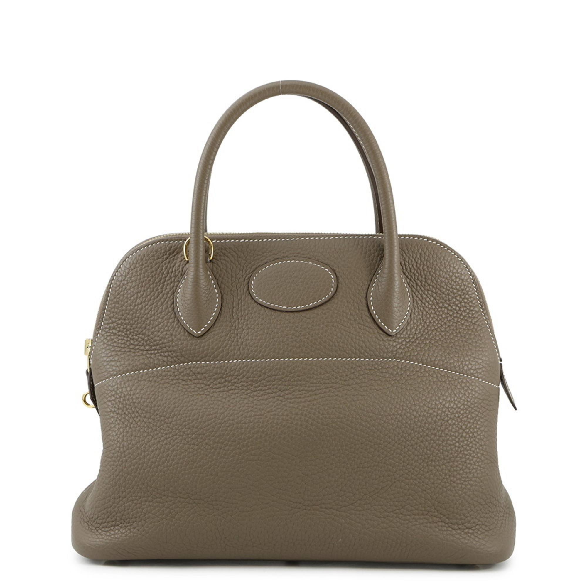 Hermes HermÃ¨s Bolide 31 Handbag in Etoupe Taurillon Clemence Leather with Z Stamp, 2-Way Shoulder Bag