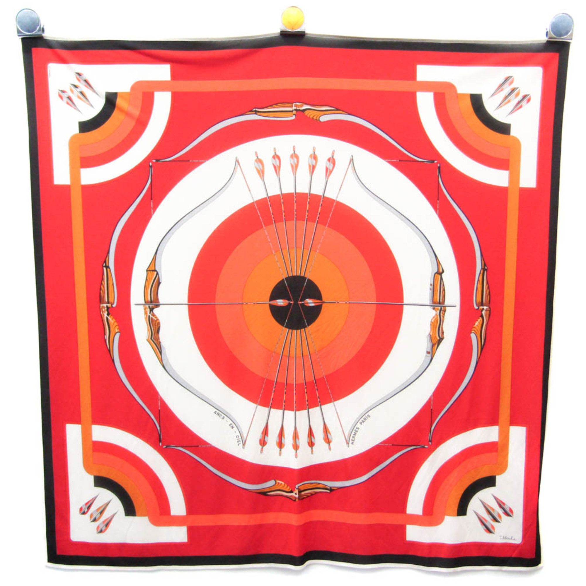 Hermes Carre ARCS EN CIEL Women’s Silk Scarf Orange,Red Color