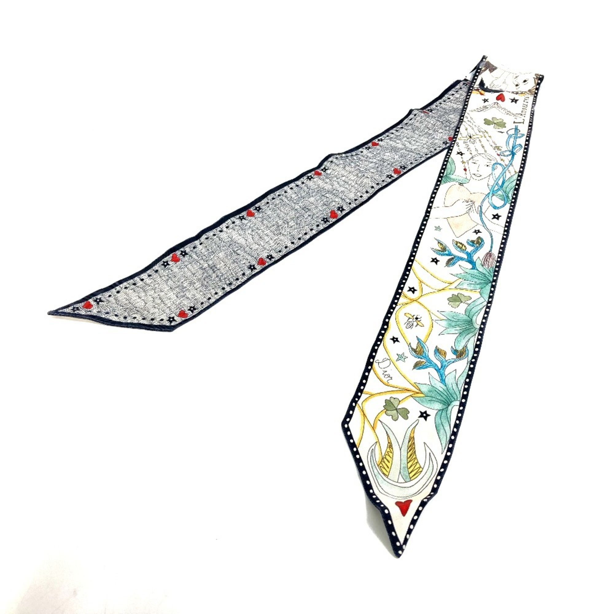 Christian Dior Dior Heart Pattern Mitza Bandeau Scarf Silk Women’s Multicolor