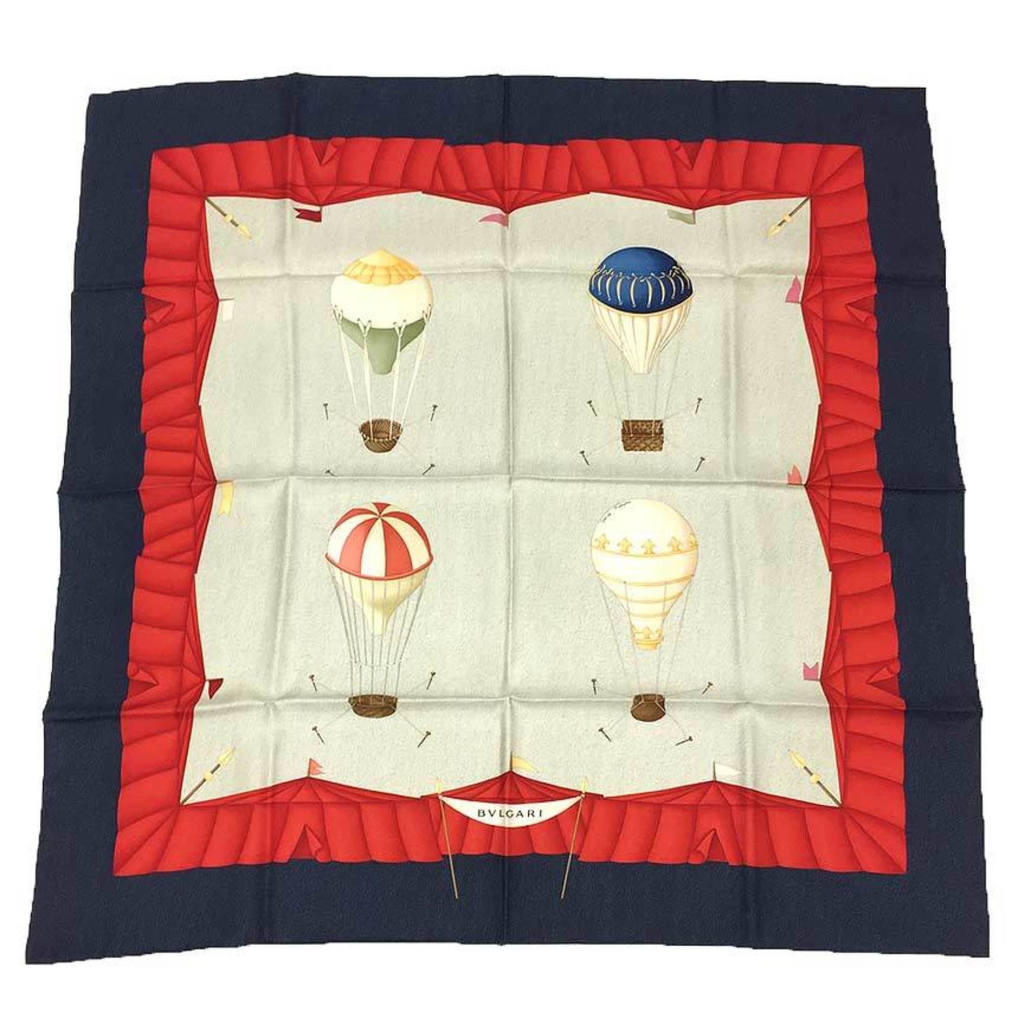 BVLGARI Scarf Muffler Balloon Pattern Ivory Silk