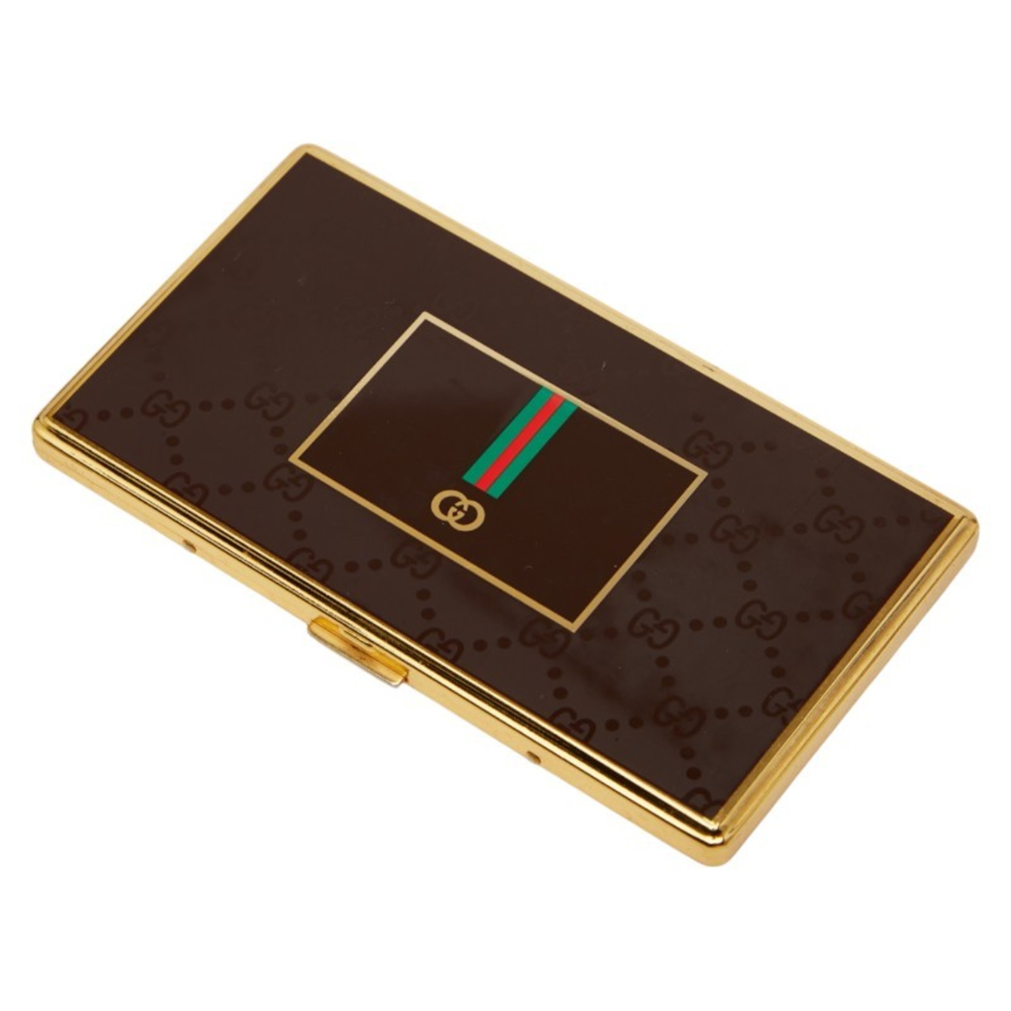 Gucci GG Sherry Line Business Card Holder, Brown Multicolor Plastic, Men’s