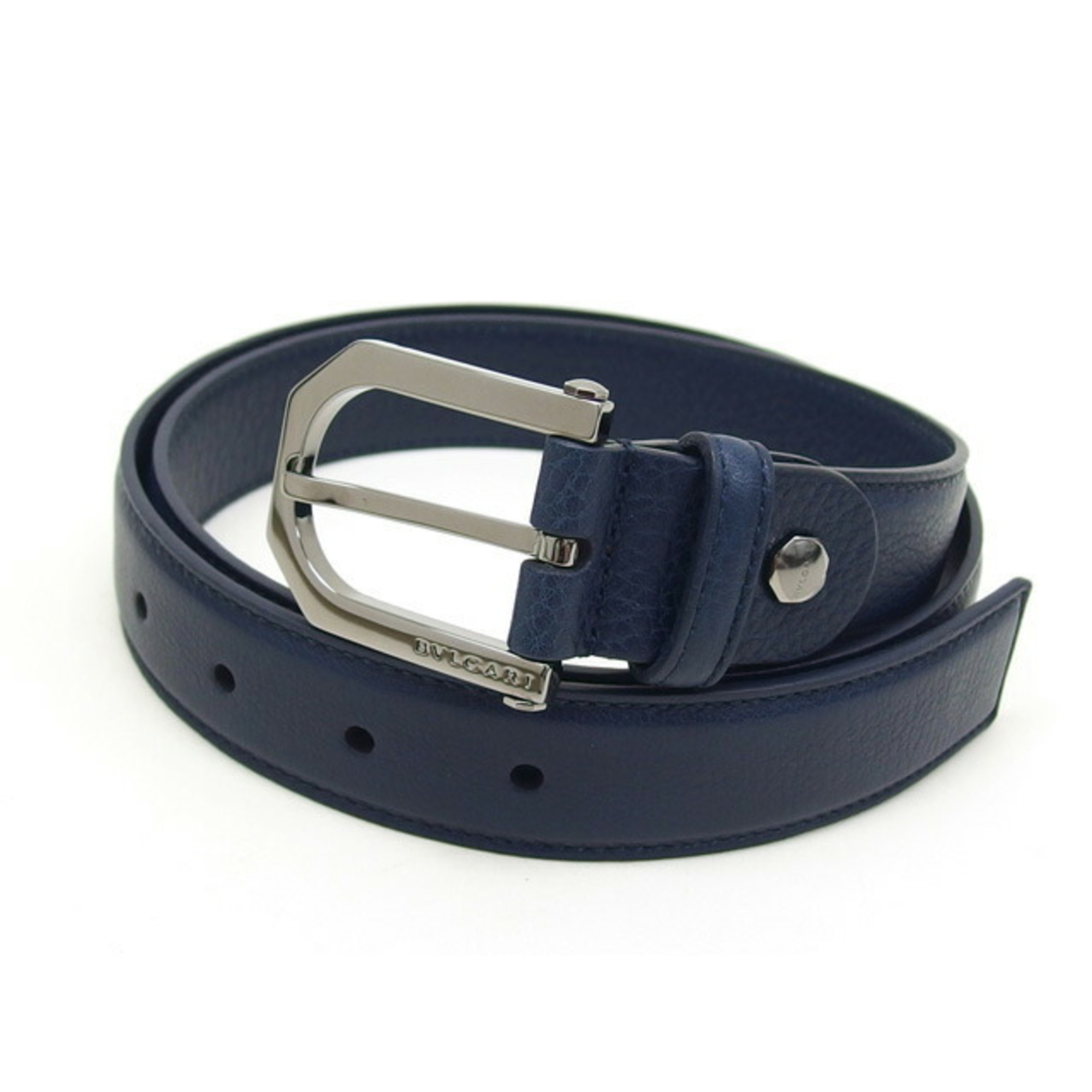 Bvlgari leather belt navy