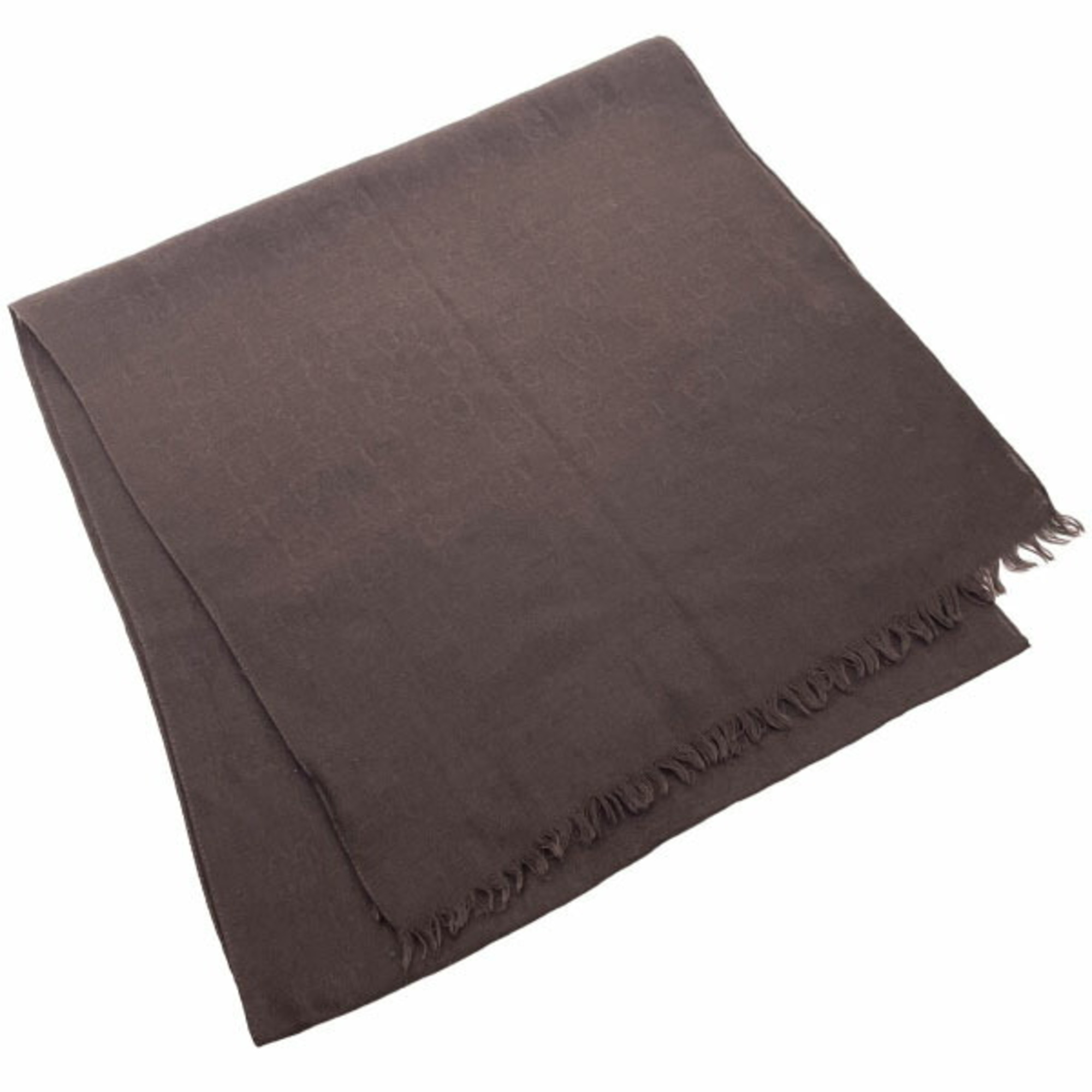 Gucci Stole GG Pattern Scarf Wool Silk Dark Brown 165904 GUCCI Shawl YY-14171