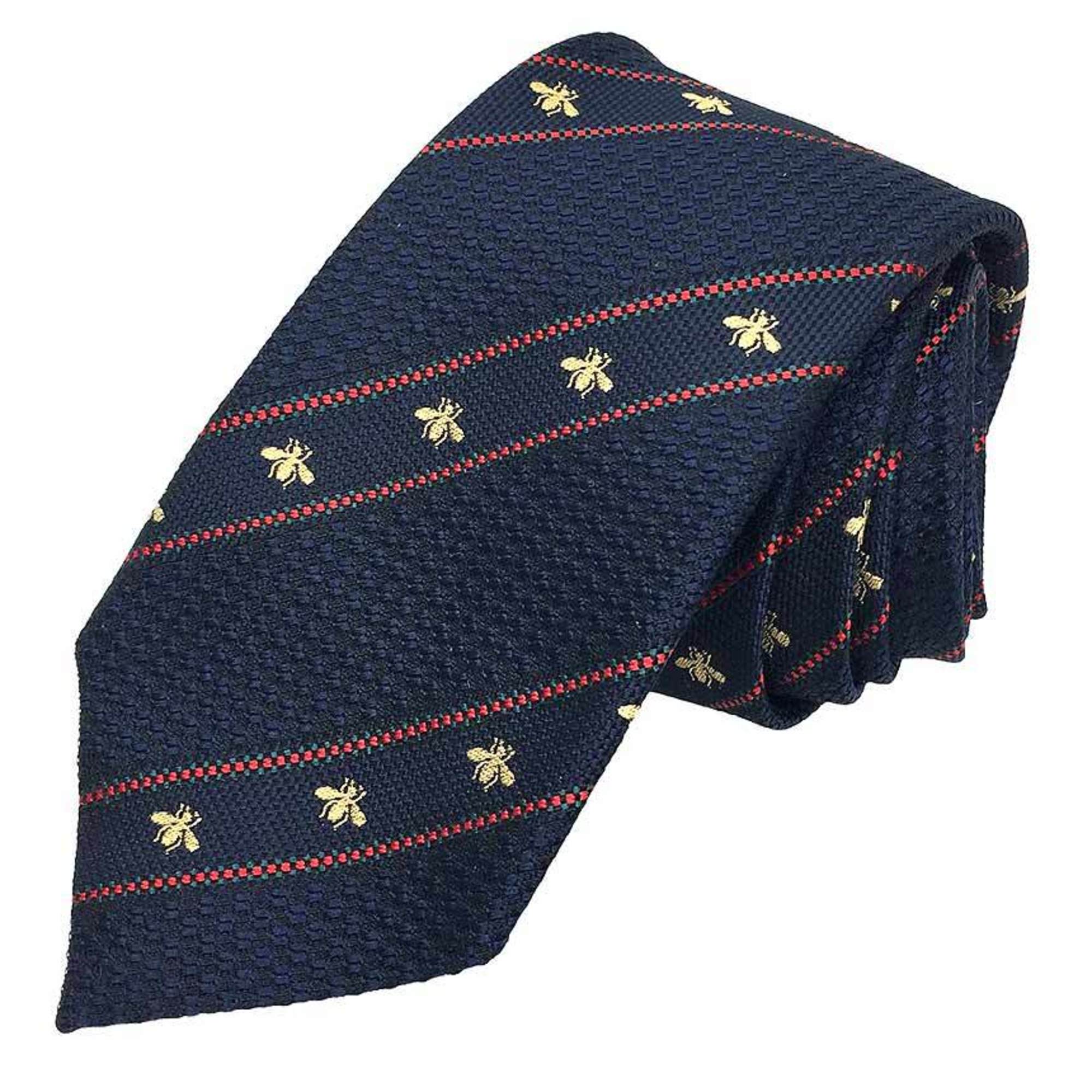 GUCCI Gucci tie Bee stripe silk navy men’s