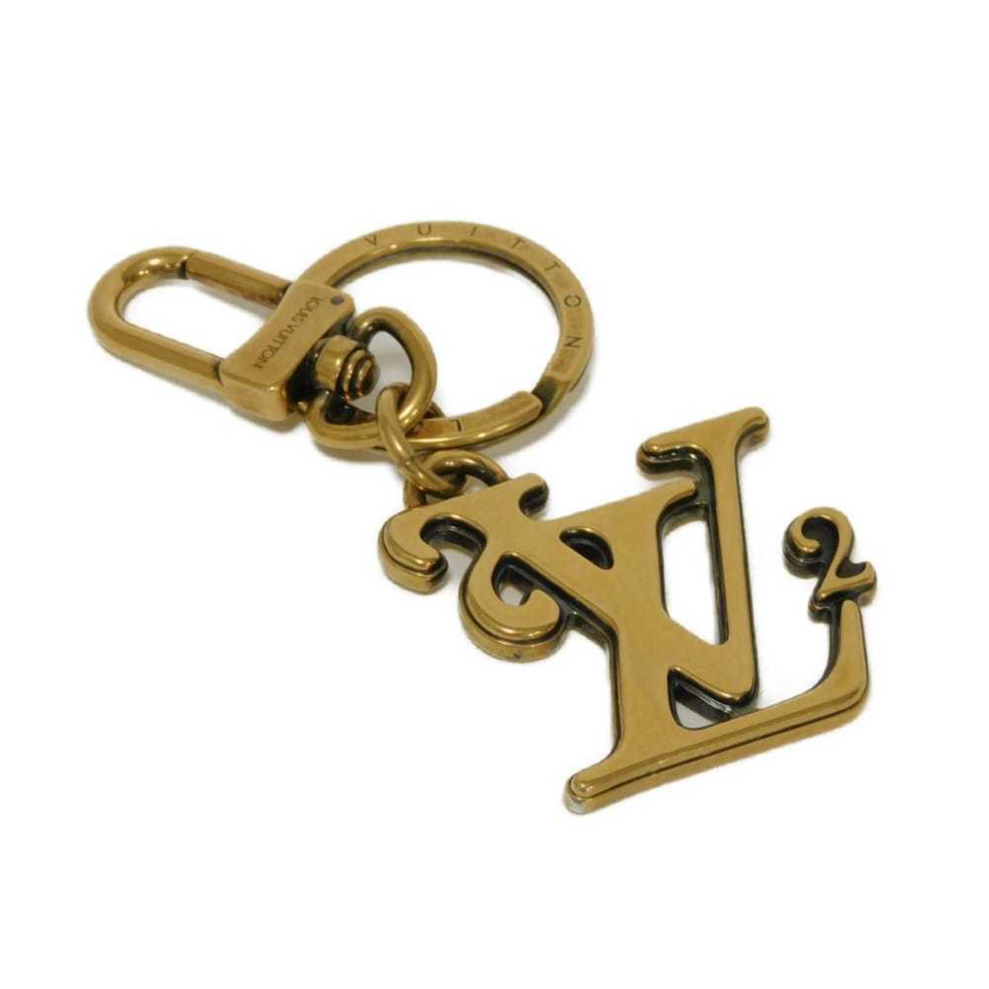 Louis Vuitton Porte Cles Squared Keychain, LV Virgil Abloh Key Ring, Gold, MP2715, Men’s