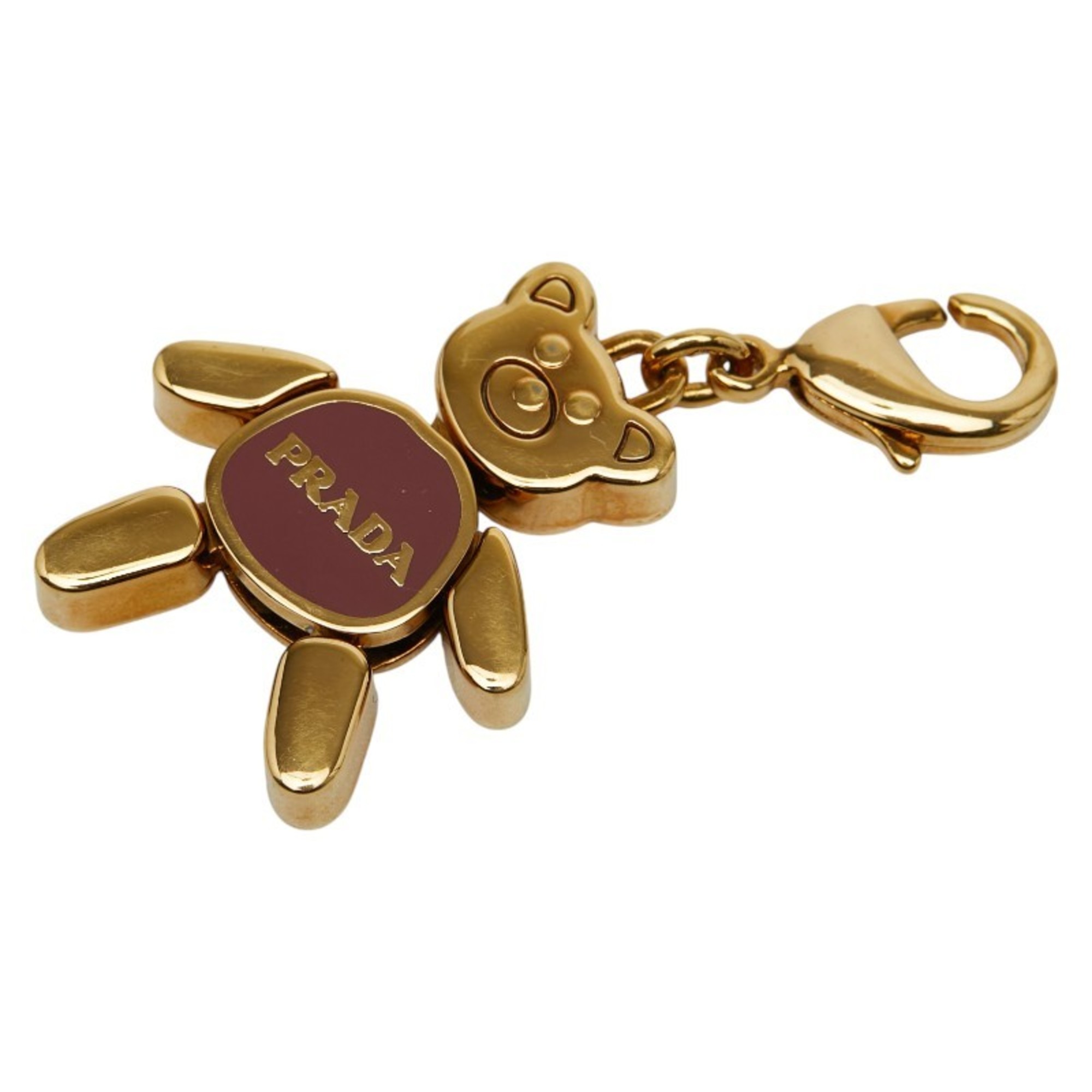 Prada Bear Logo Keychain Bag Charm Gold and Purple Plated Women’s PRADA