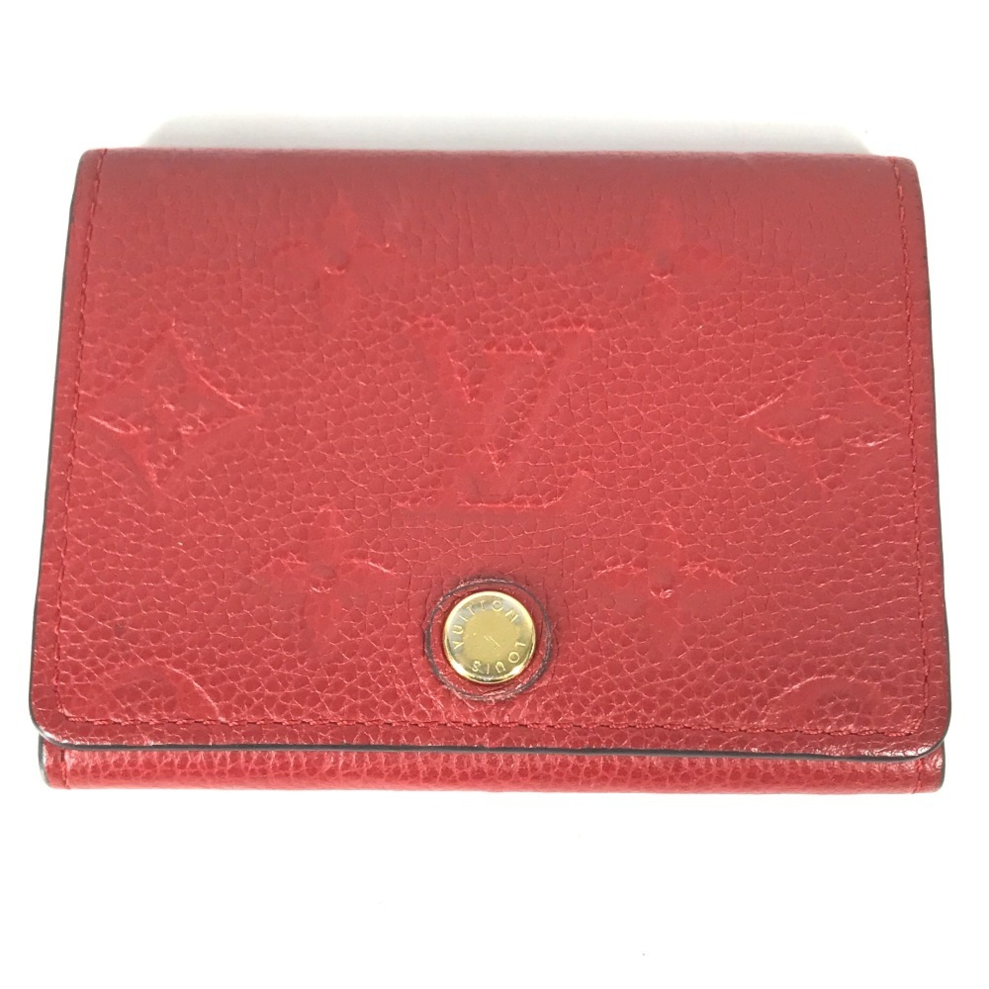 LOUIS VUITTON M58457 Monogram Empreinte Envelope Carte de Visite Bifold Business Card Case/Pass Case/Card Case in Leather, Women’s, Cerise Red