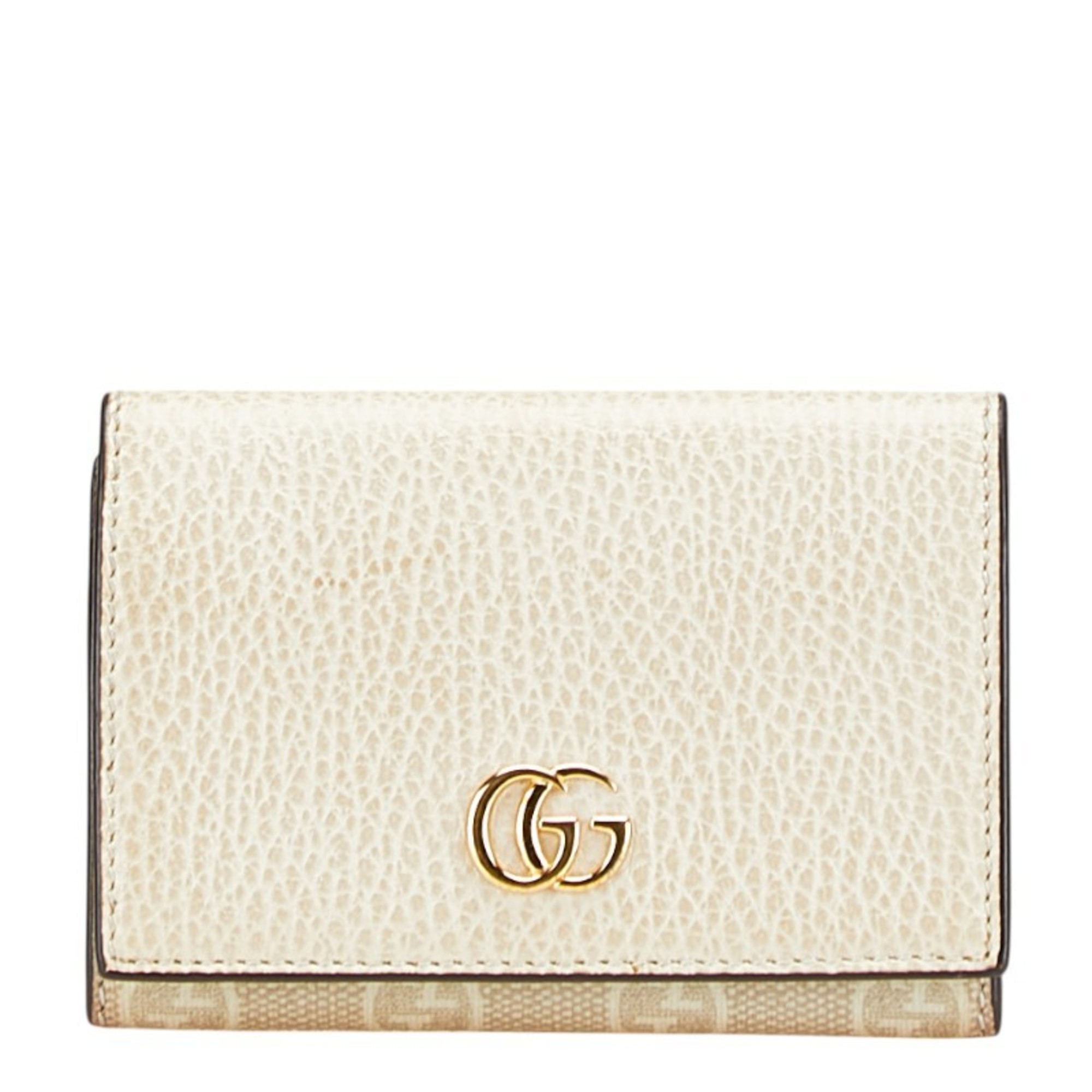Gucci GG Supreme Card Case 474748 Beige Ivory Leather PVC Women’s GUCCI