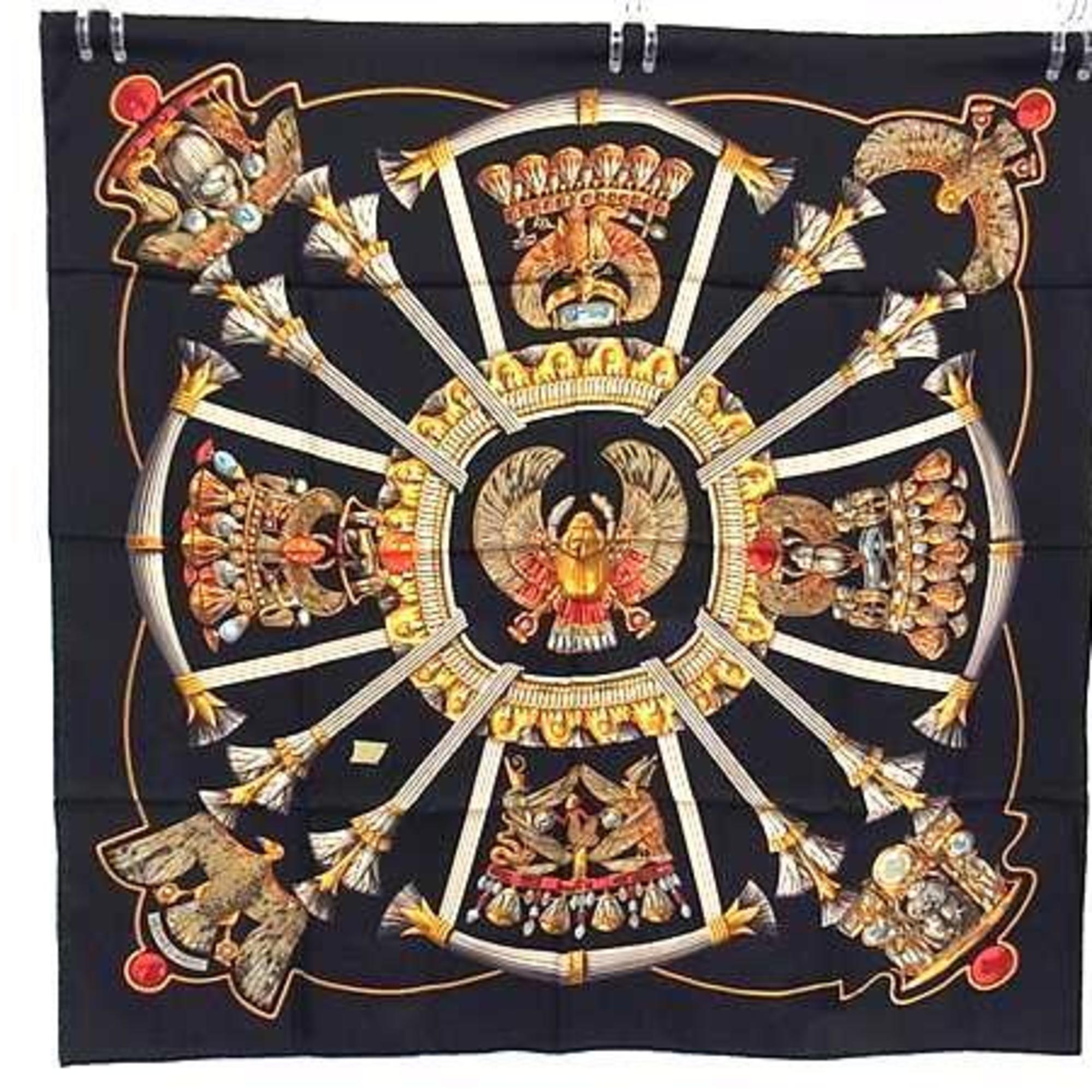 HERMES CarrÃ© 90 Scarf, Black and Multicolor Silk, Women’s, CATY, Ancient Egypt