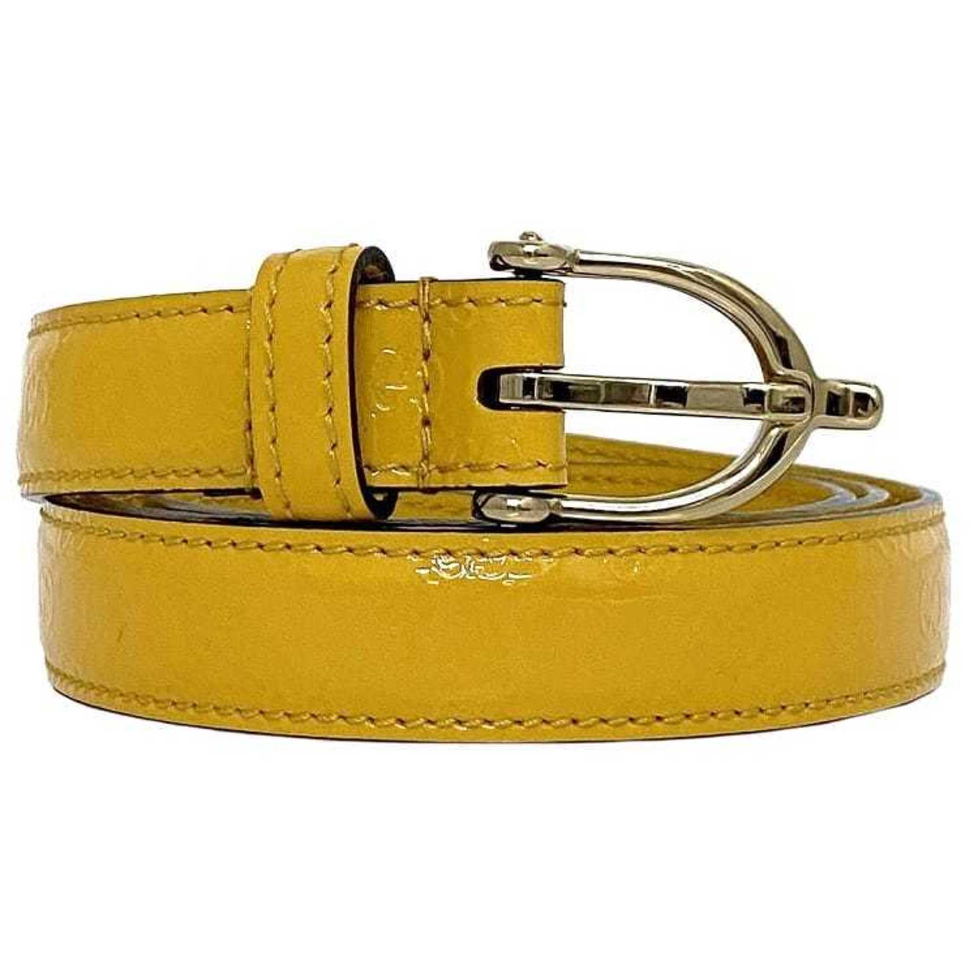 Gucci Belt Yellow Striped Line 309900 ec-20326 Thin Waist Leather GUCCI 20mm GG Women’s