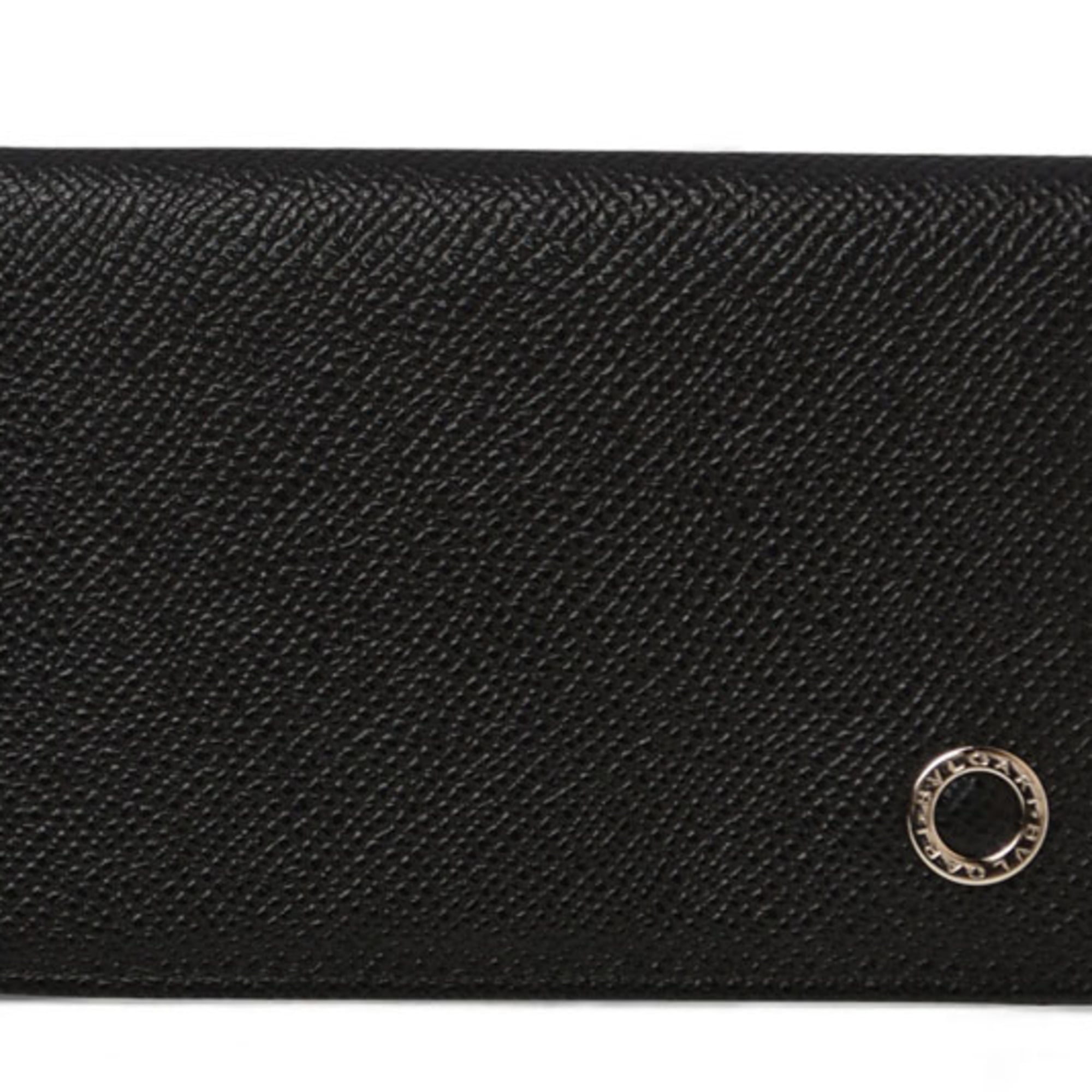 BVLGARI Man Card Holder in Grained Calfskin Leather, Black, 280297