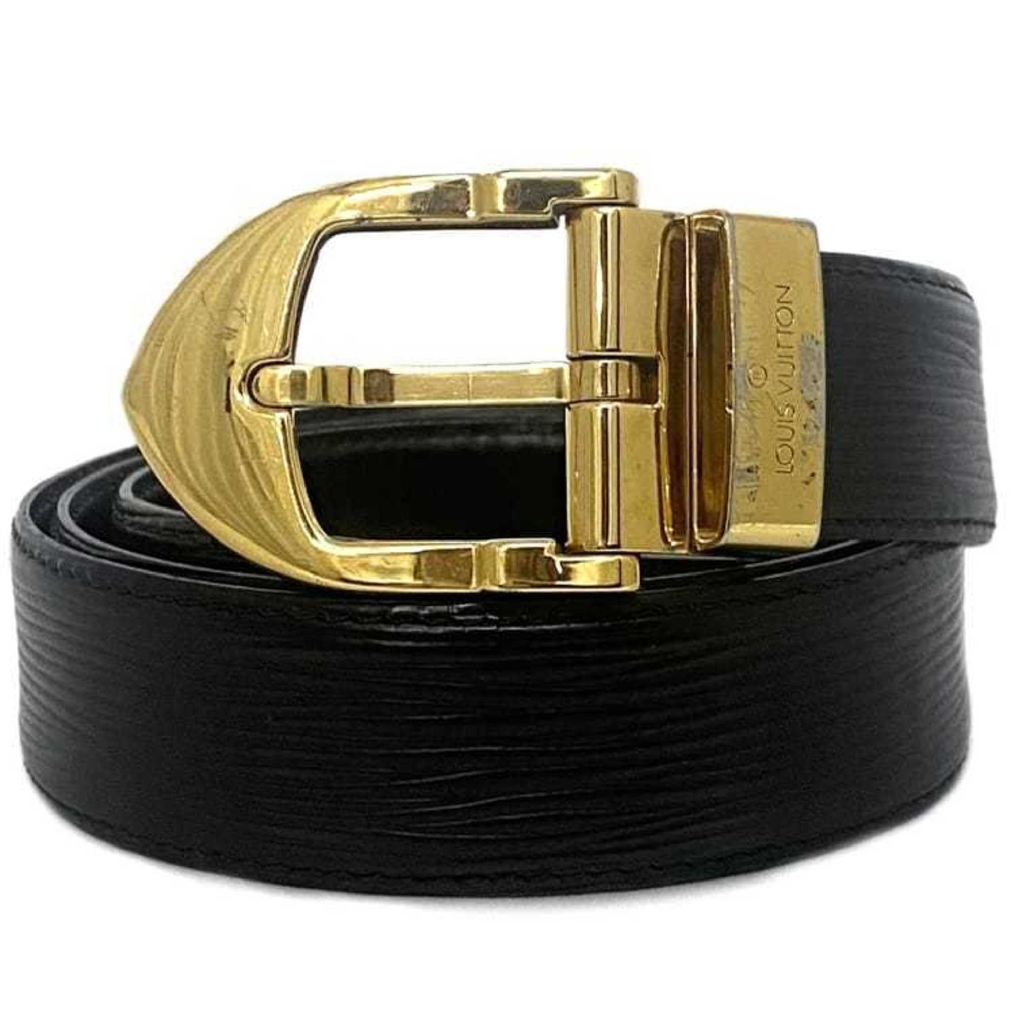 Louis Vuitton Belt Santur Classic ec-21955 Black Noir Epi M6832Q Waist 85cm Leather VI0956 LOUIS VUITTON Buckle Gold Women’s Men’s