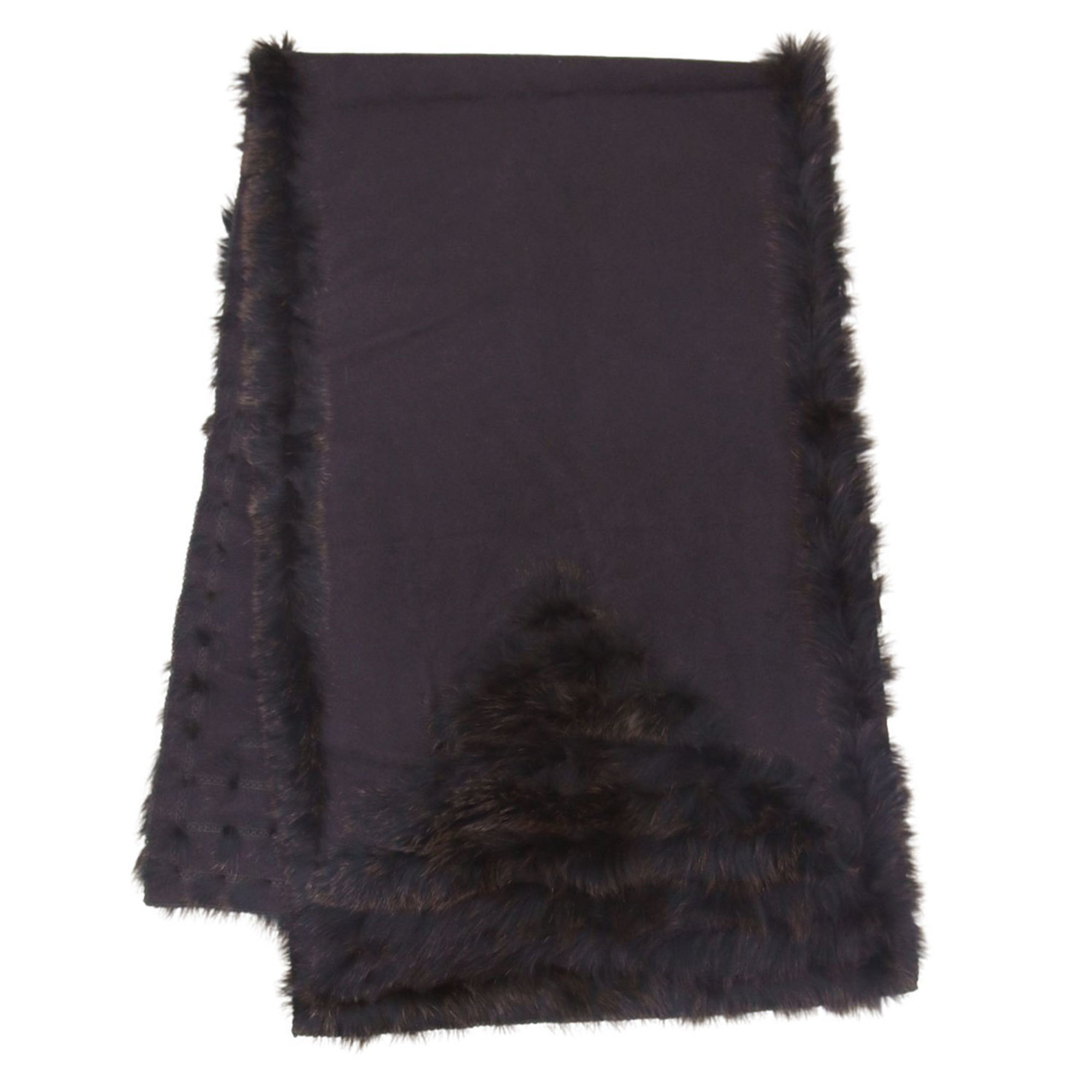 FENDI scarf dark brown size:TU cashmere with fox fur for women