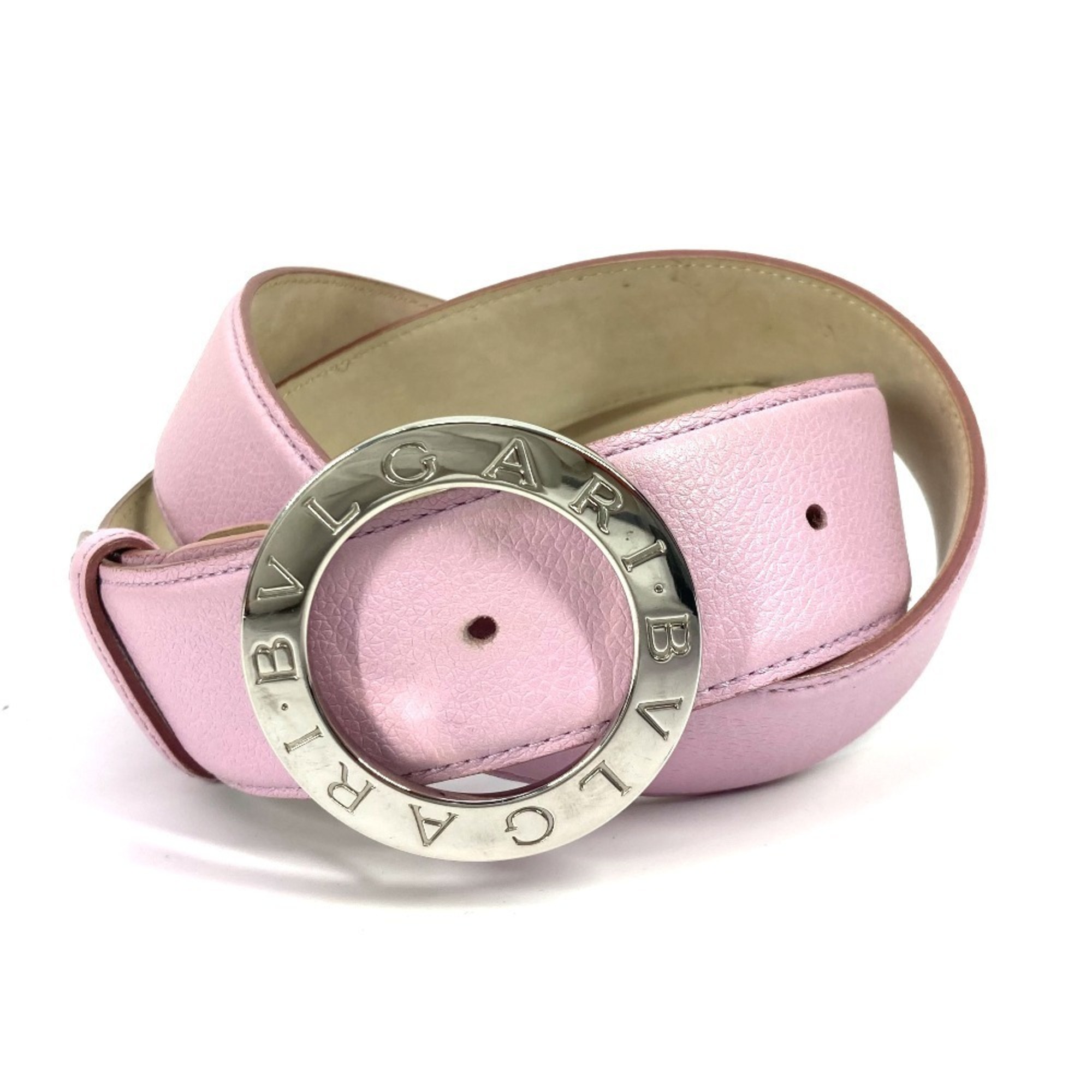 BVLGARI Logo Accessory Buckle Belt Leather Women’s Pink