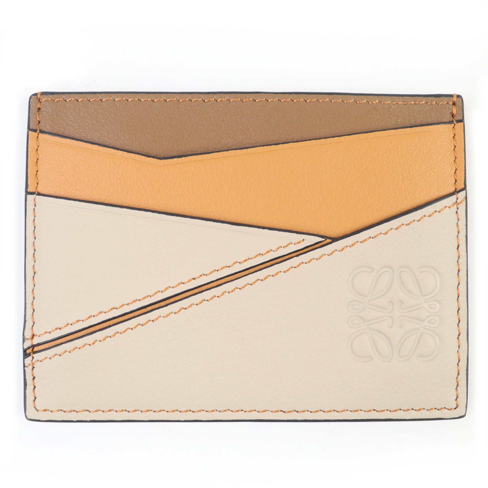 LOEWE Puzzle Plain Card Holder with Anagram Engraving, Brown Leather, Business Holder/Card Case, Women’s, Box and Dust Bag Included