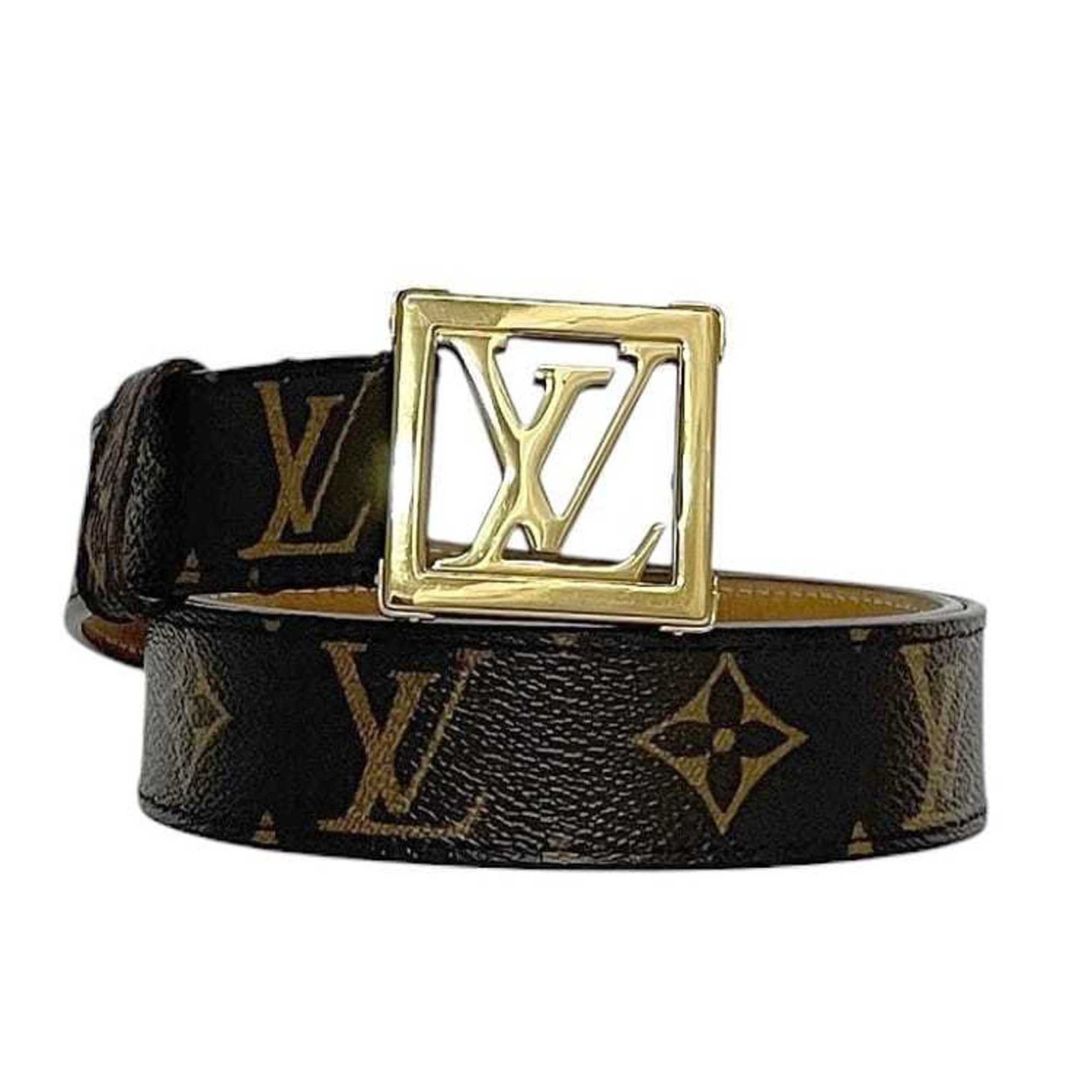 Louis Vuitton Santur Belt, LV f-23967, Brown and Gold Monogram Canvas, M6879, Waist 88.5cm, CA2100, 40mm Buckle, Women’s, Cutout