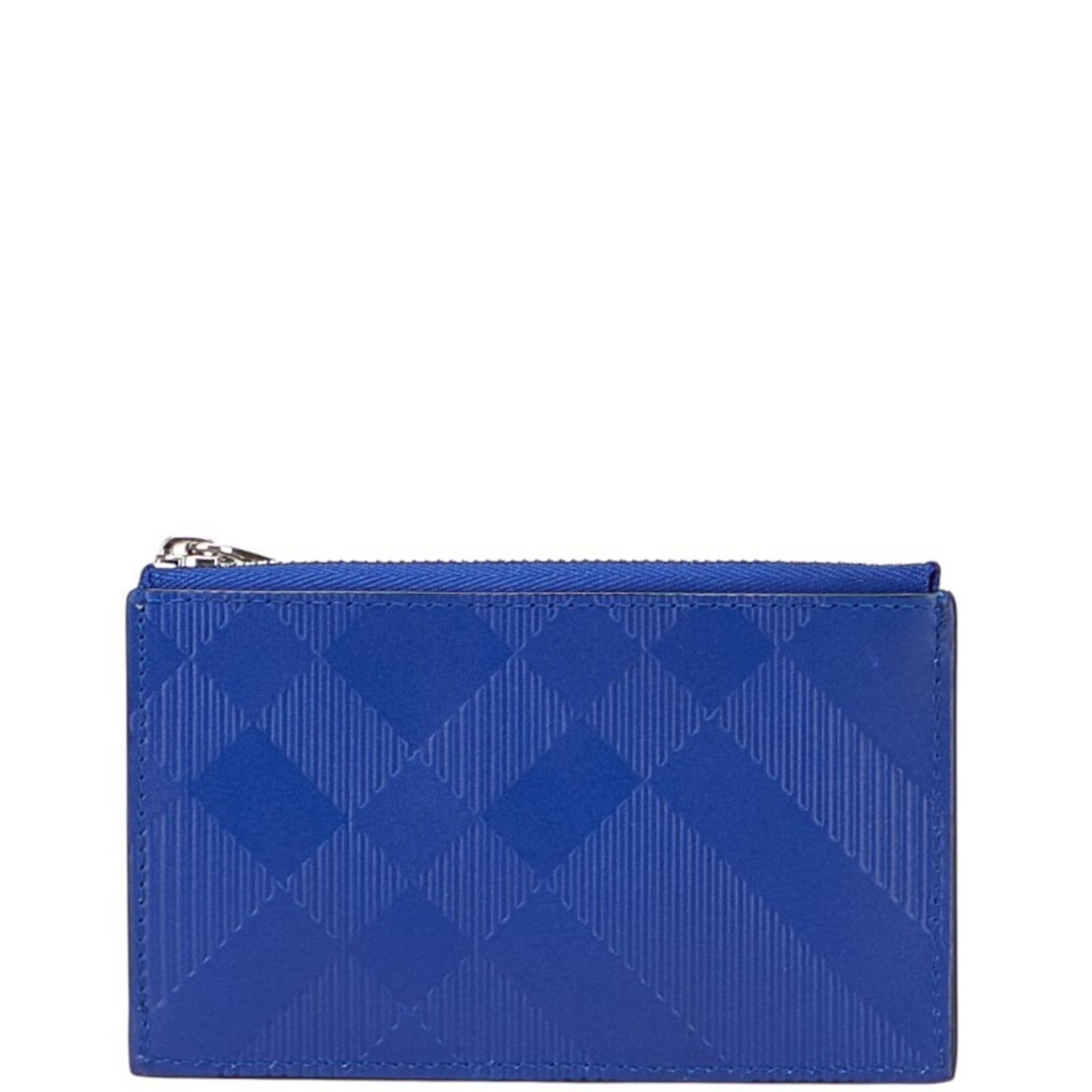 Burberry Nova Check Business Card Case, Wallet, Coin Purse, Blue Leather, Women’s, BURBERRY