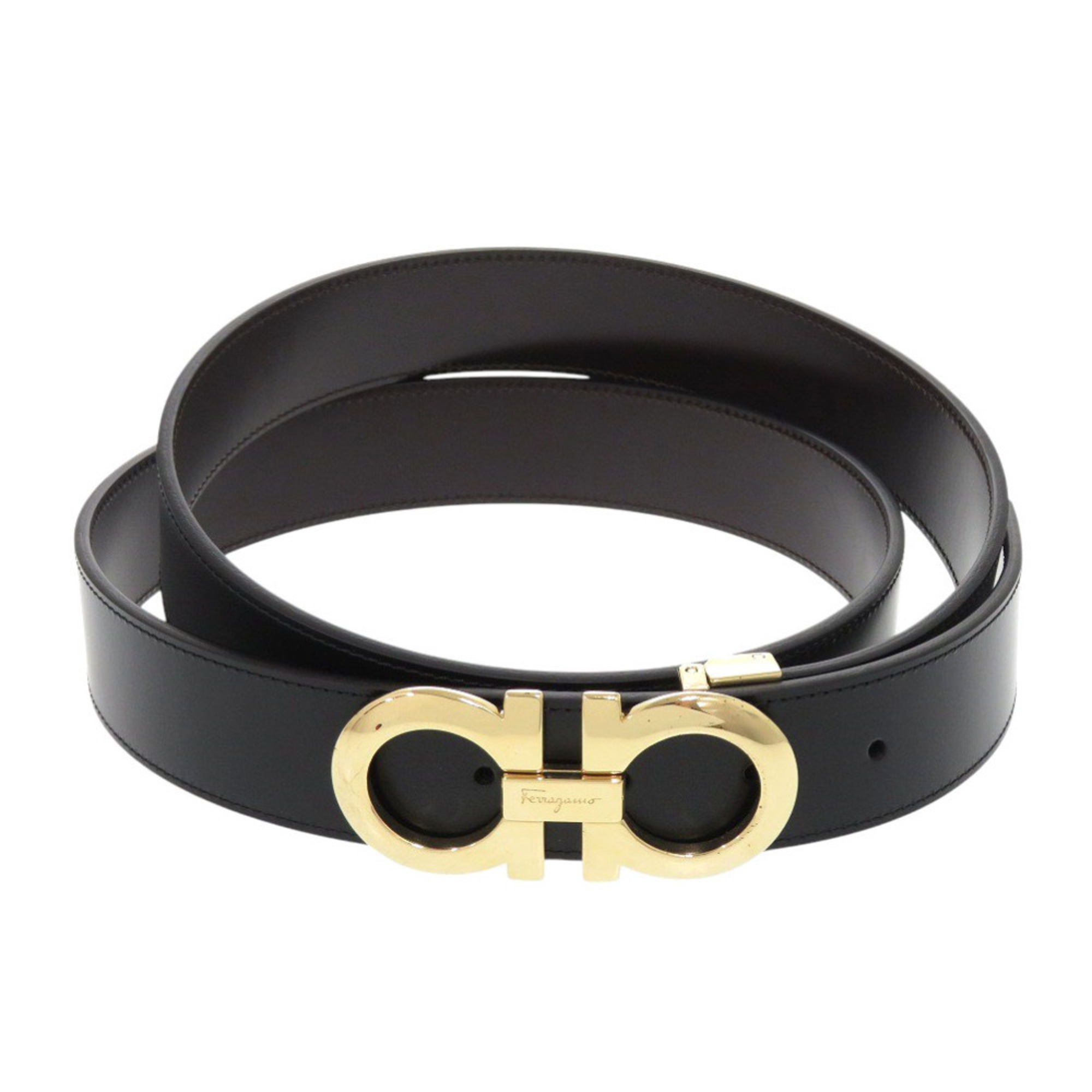 Like new Salvatore Ferragamo reversible double Gancini bag 675542 586940 with black leather belt (black) 0760