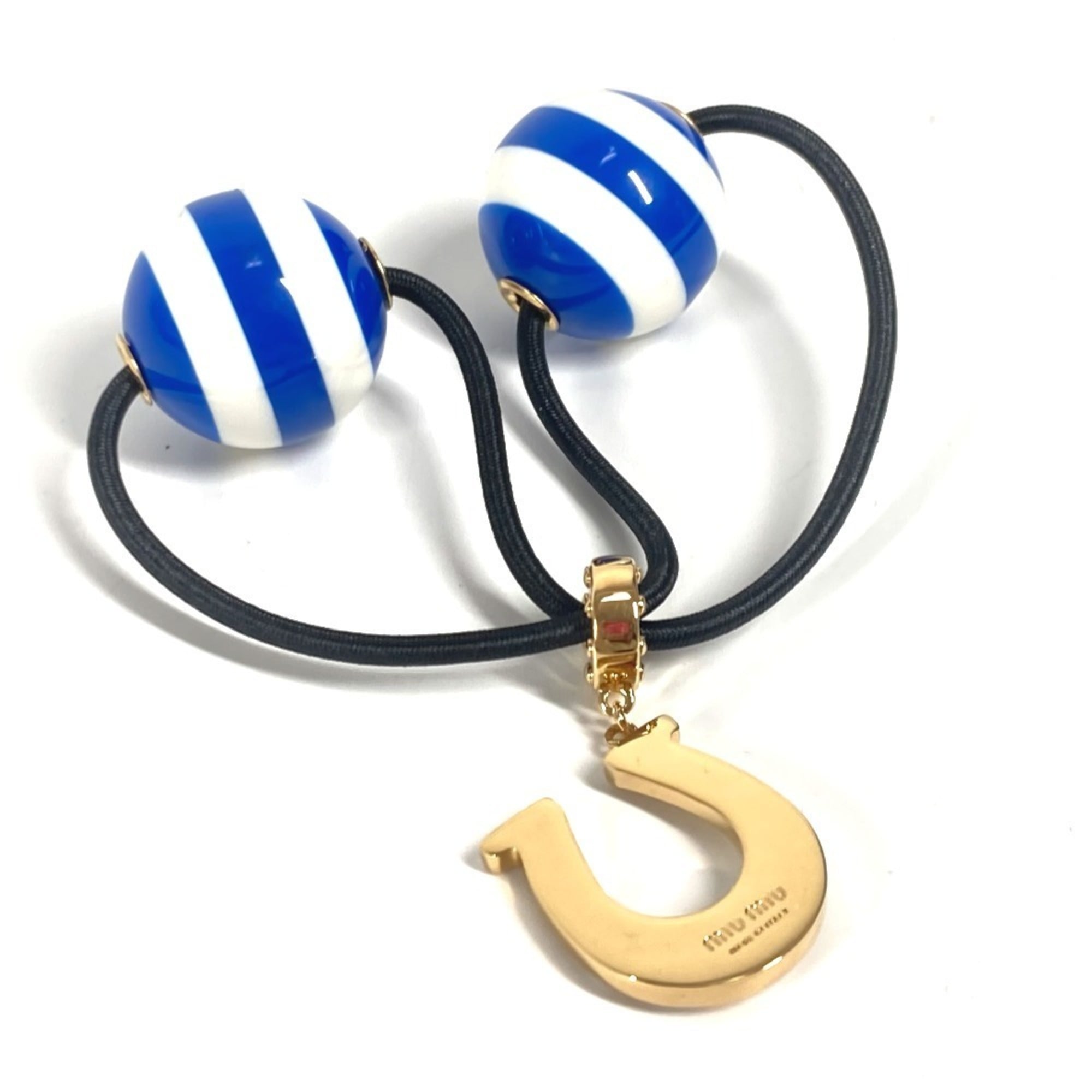 miu Miu Rhinestone Logo Border Hair Accessory Tie Metal Women’s Blue