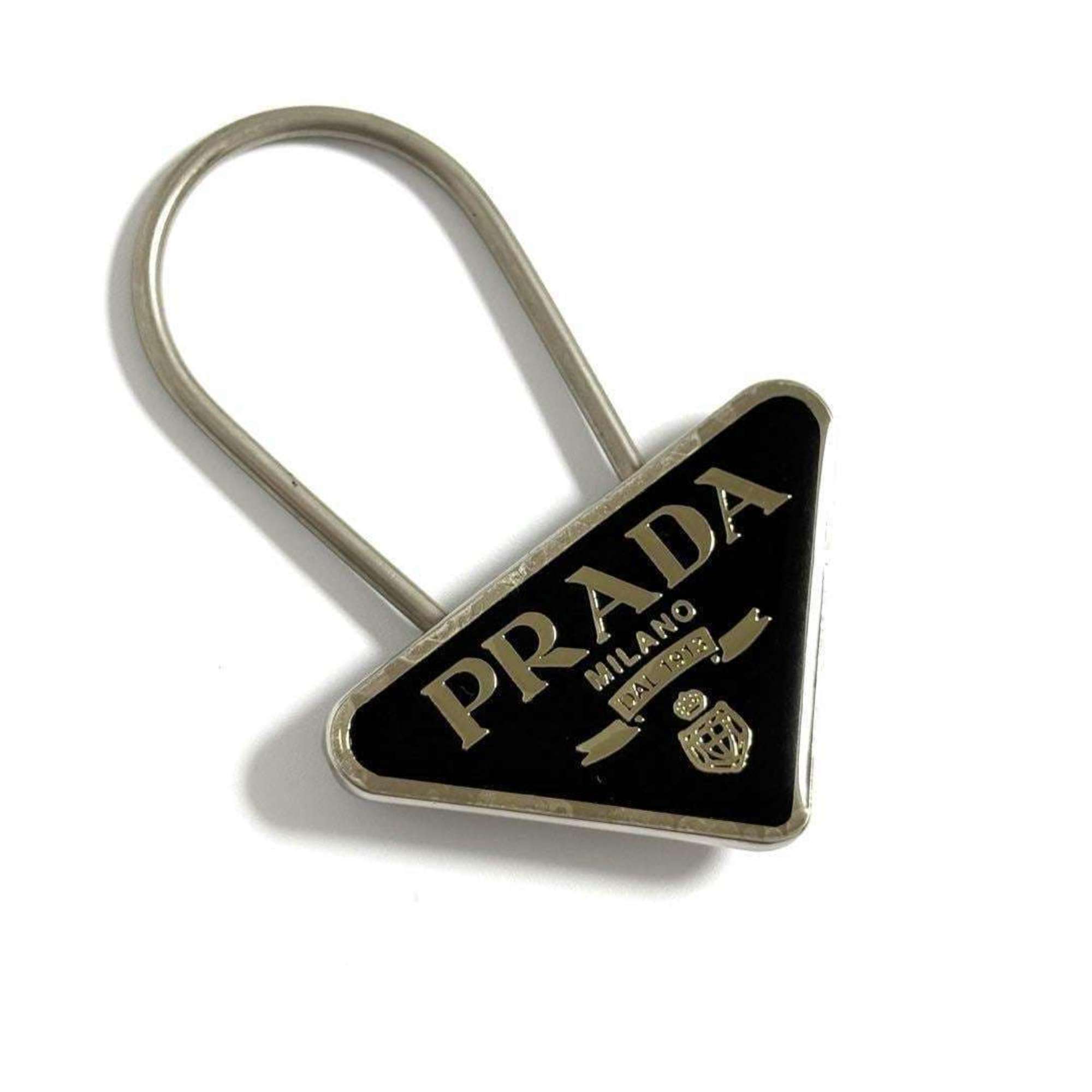 Prada Men’s Triangle Logo Keychain Key Ring