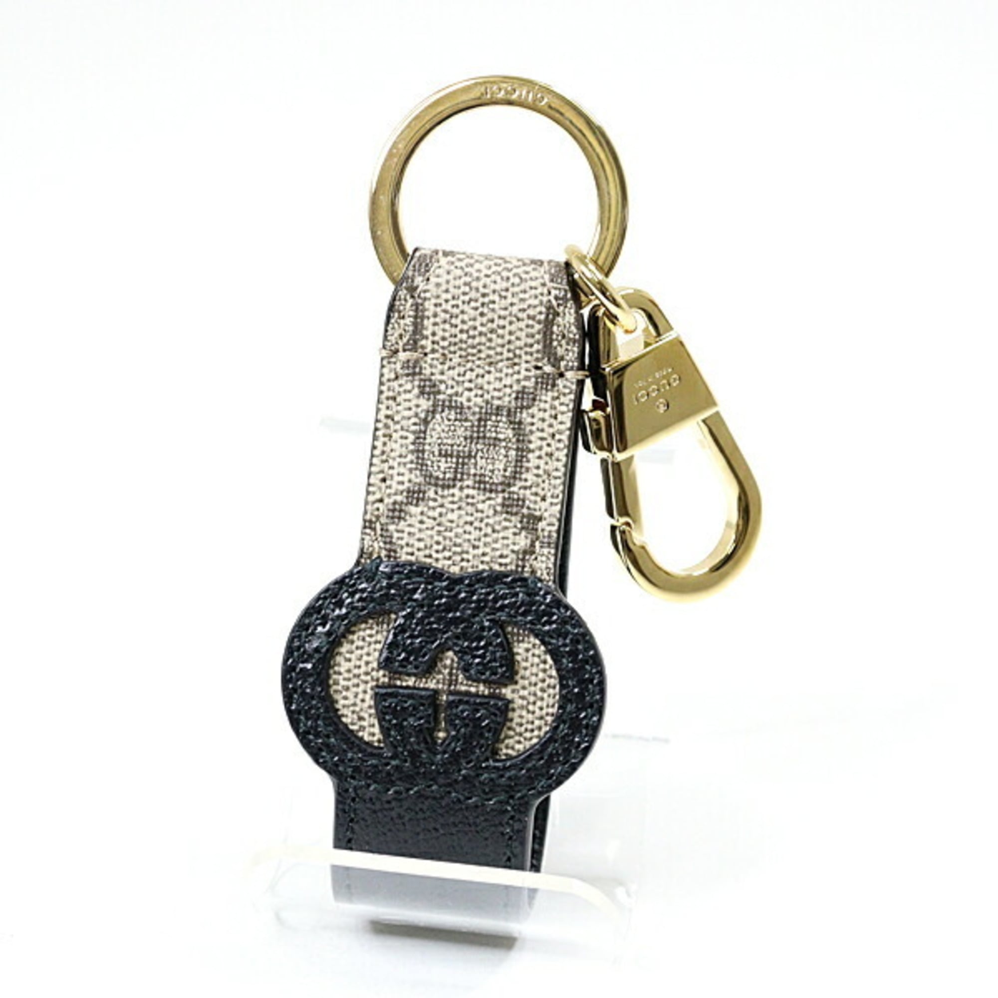Gucci Cutout Interlocking G Keychain Beige/Black Key Holder 701432