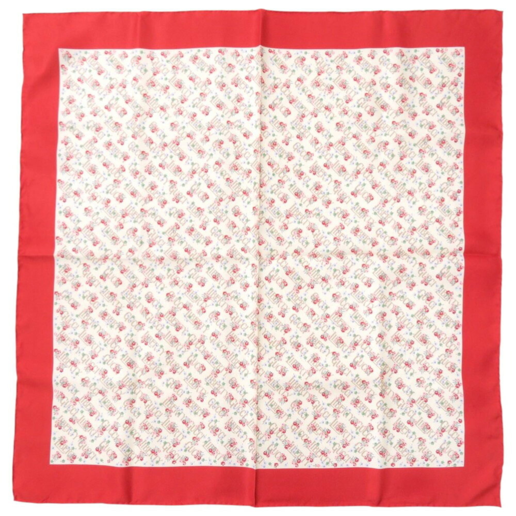 Gucci x LIBERTY Liberty Flower Print Silk Beige Red Scarf Muffler 1126GUCCI