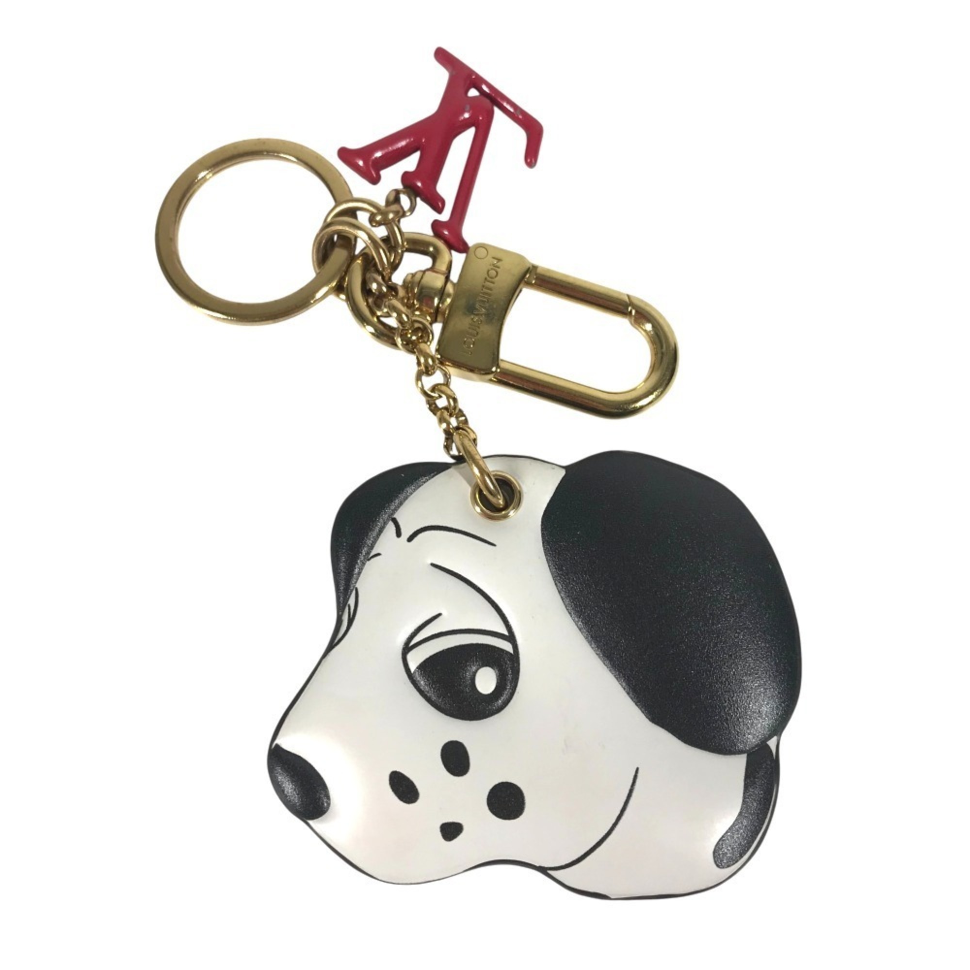 LOUIS VUITTON M01967 Dalmatian Dog Keychain – Animogram Bag Charm, Leather, Unisex, White
