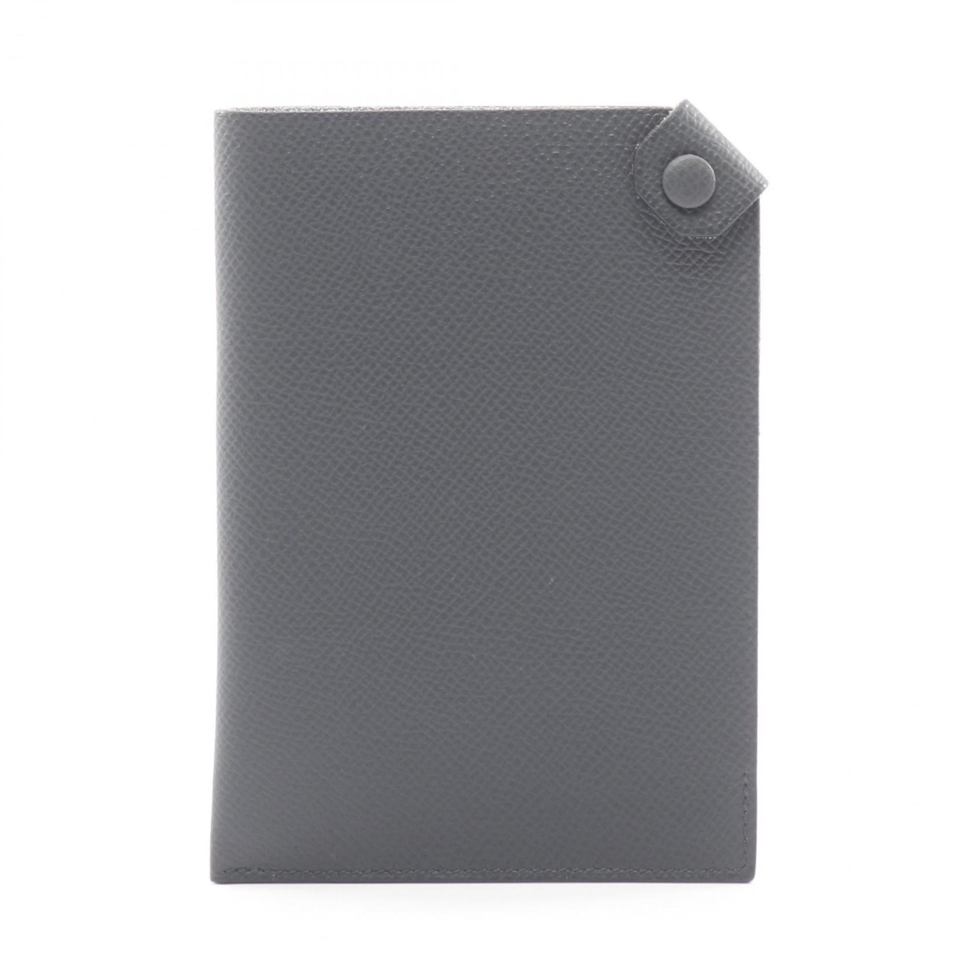 Hermes HermÃ¨s Tarmac PM Grimisty Passport Case, Business Card Accessory, Leather, Calfskin, Epsom Men’s and Women’s, Gray