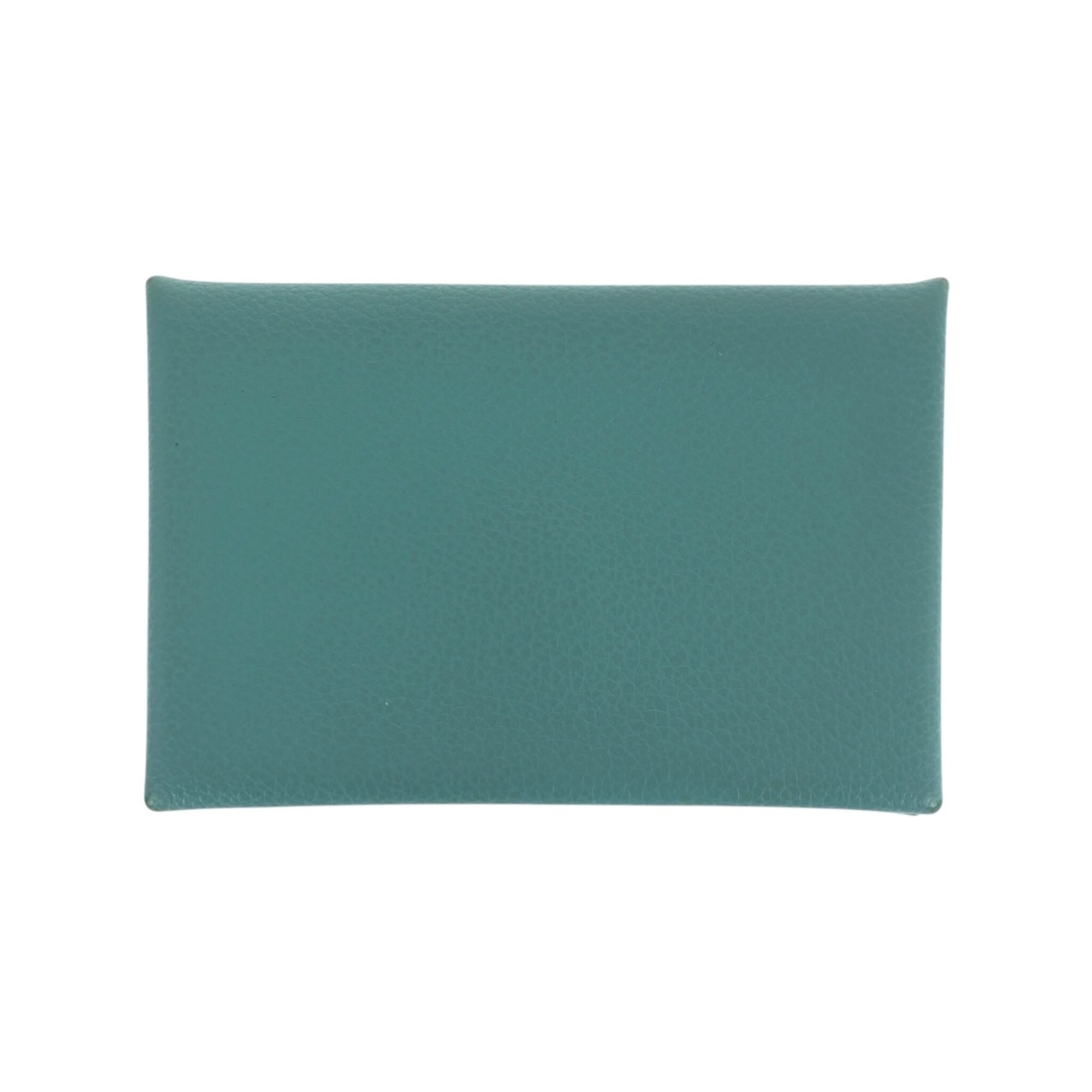 HERMES Calvi Light Blue Chevre Business Card Case with Silver Hardware, A Stamp, Women’s