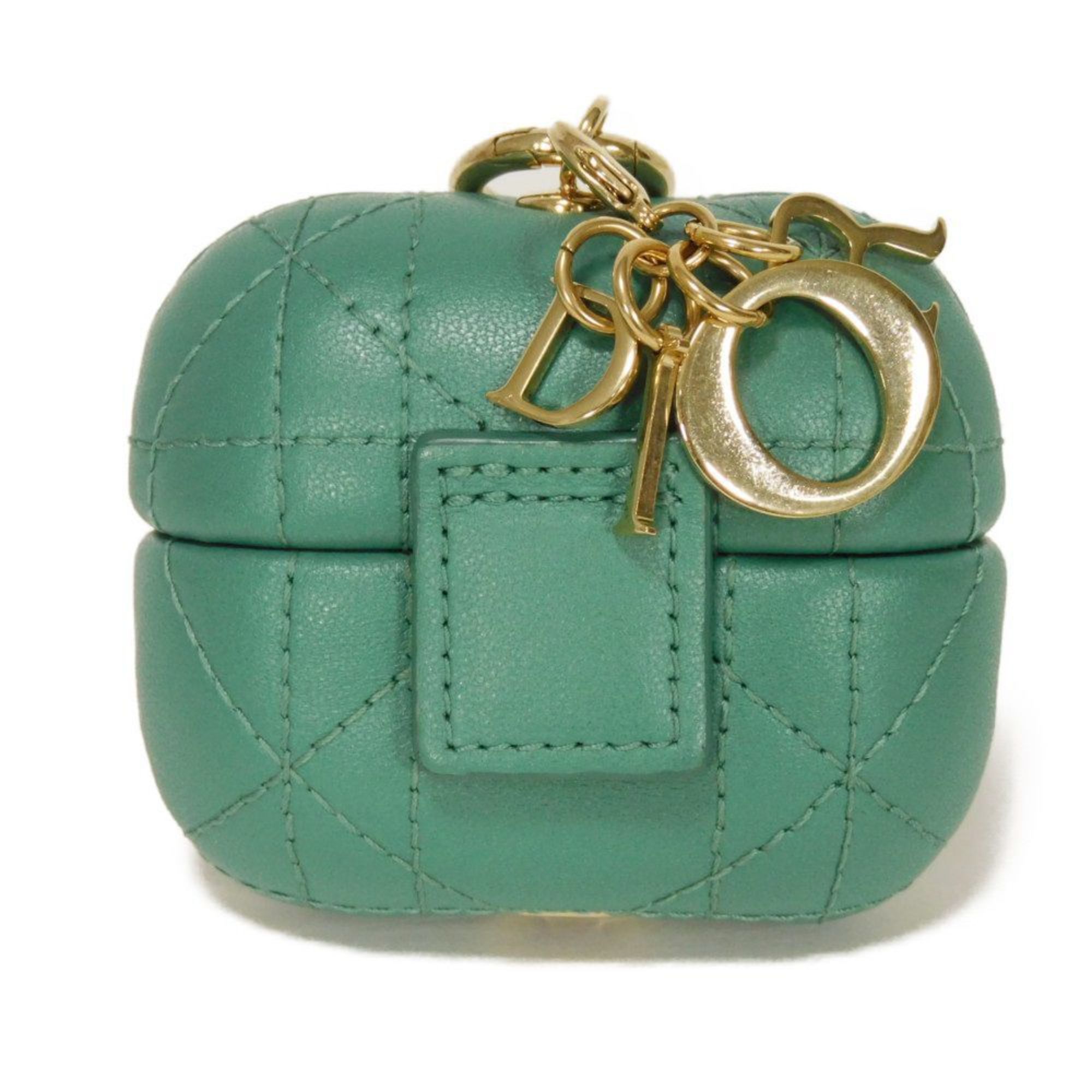 Christian Dior Dior Lady Keychain AirPods Pro Case, Gold, Cannage, Green, Women’s