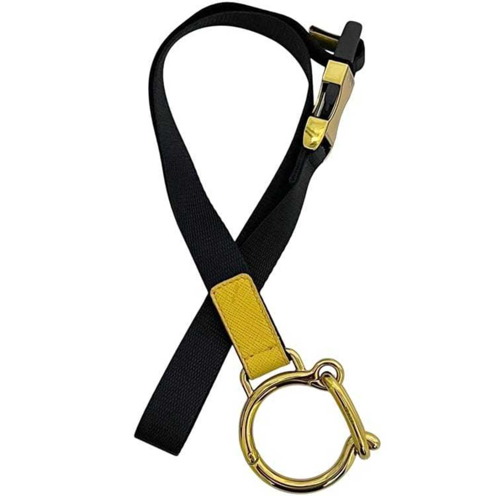 Prada neck strap ec-24485 Black Yellow COLORI VARI 9Y0WM7 Unused nylon and Saffiano leather strap, two-tone black, for men women