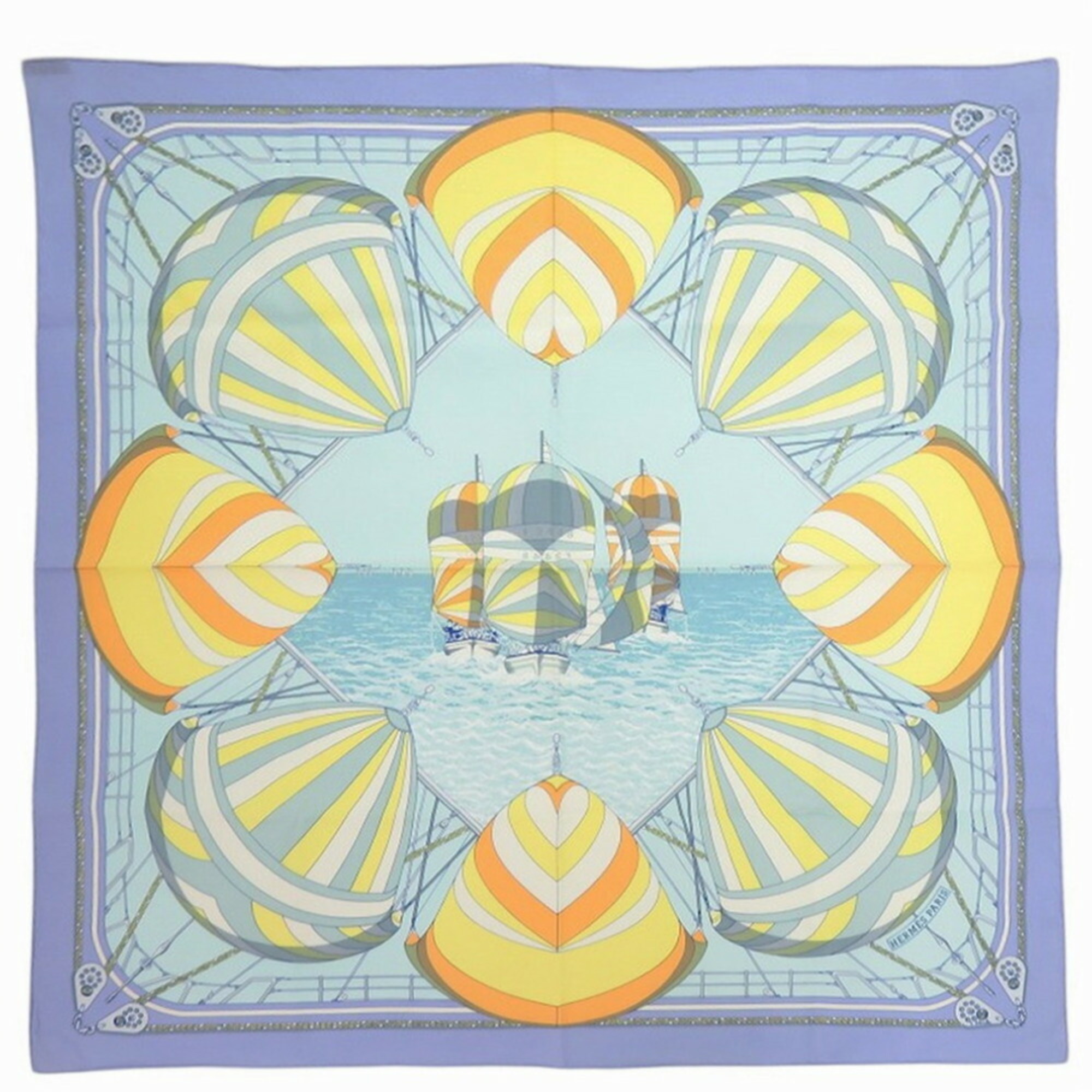 HermÃ¨s CarrÃ© 70 SPINNAKERS Silk Purple Scarf Muffler 0191HERMES