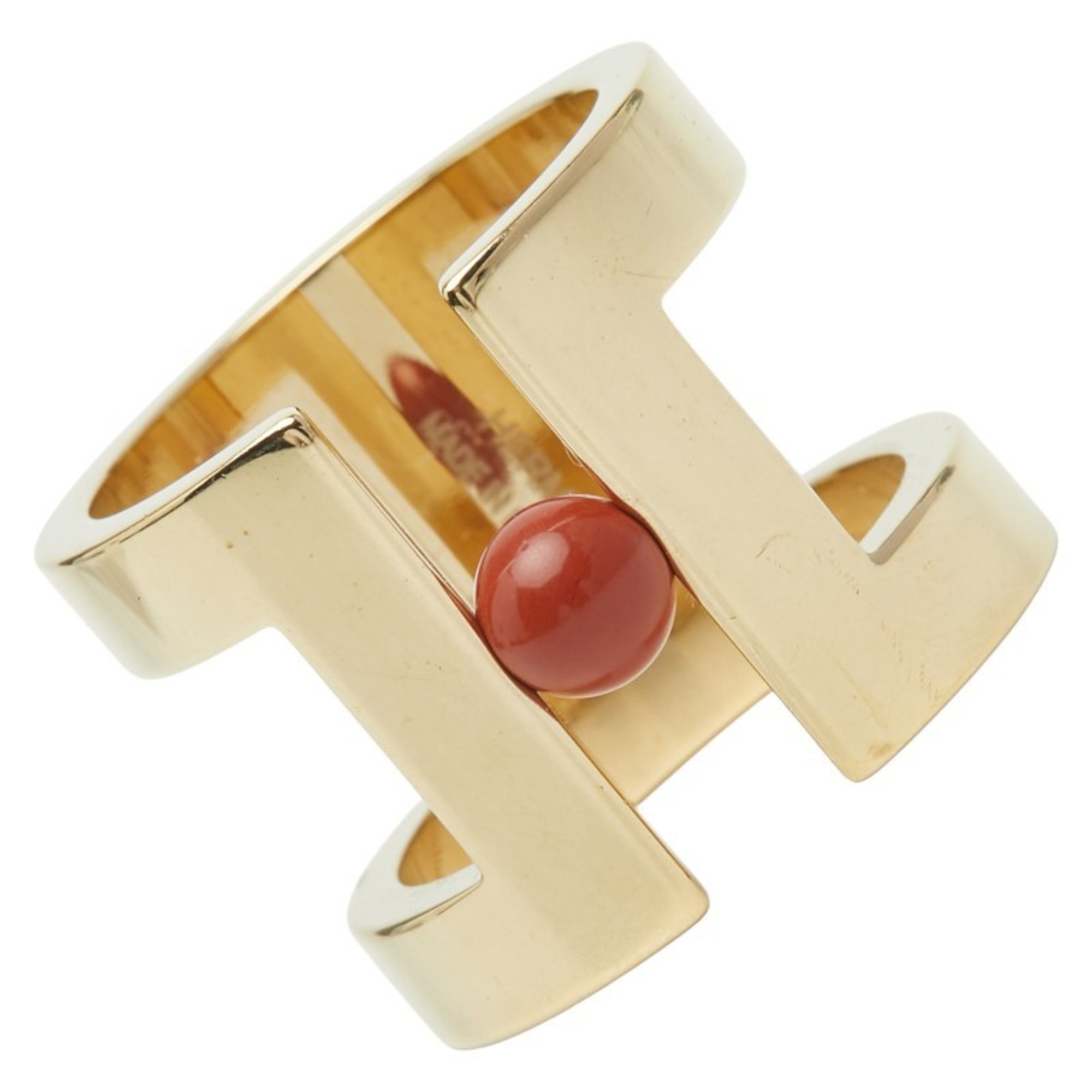 Hermes H Perle Scarf, Muffler Ring, Gold and Brown Plated, Women’s, HERMES