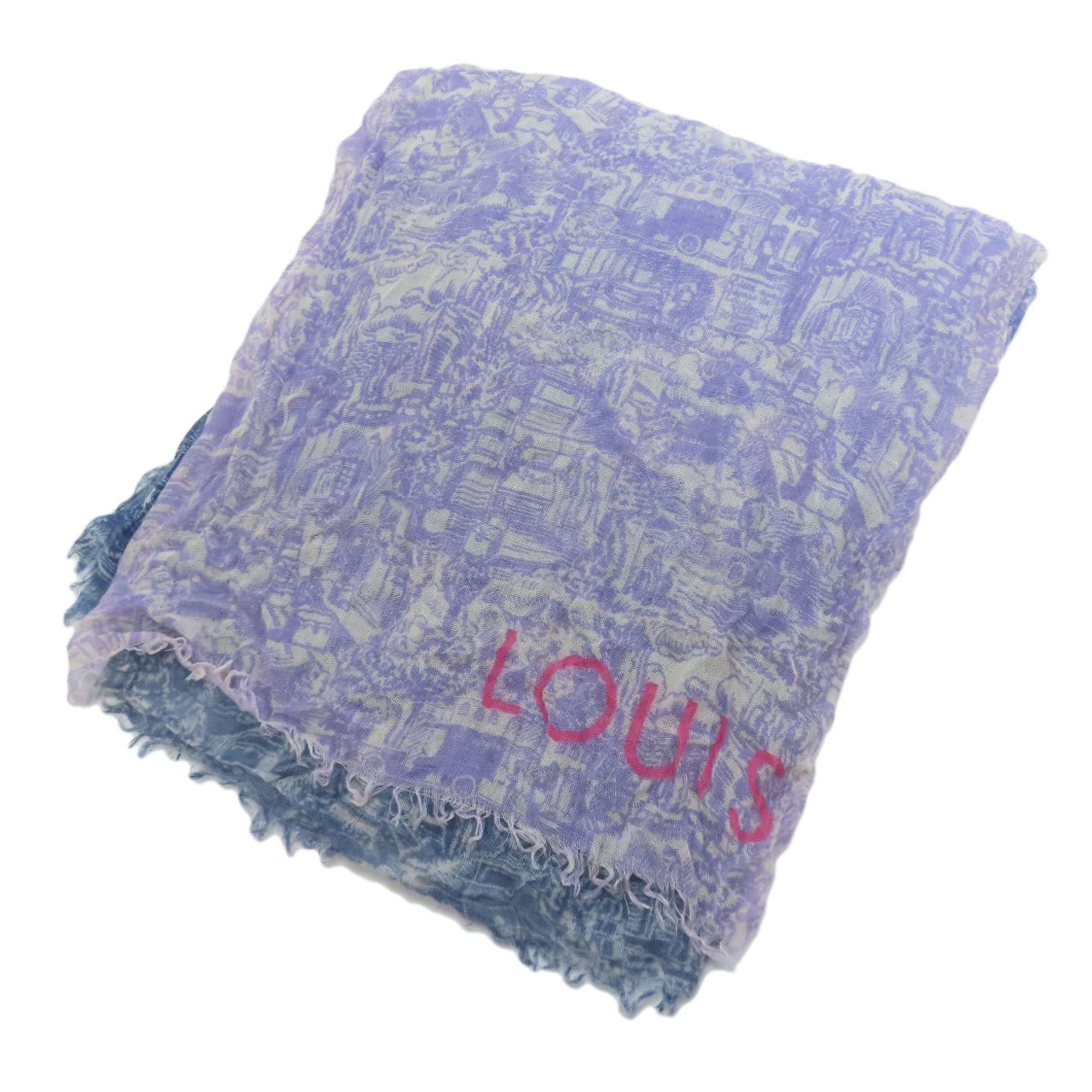 Louis Vuitton all-over cityscape print scarf/muffler in cashmere and silk for women.