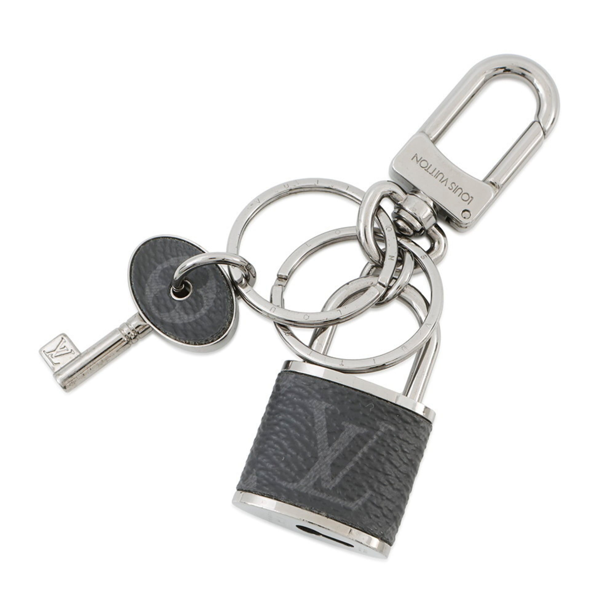 Louis Vuitton Monogram Eclipse Porte-ClÃ©s Padlock & Key M61951 Black