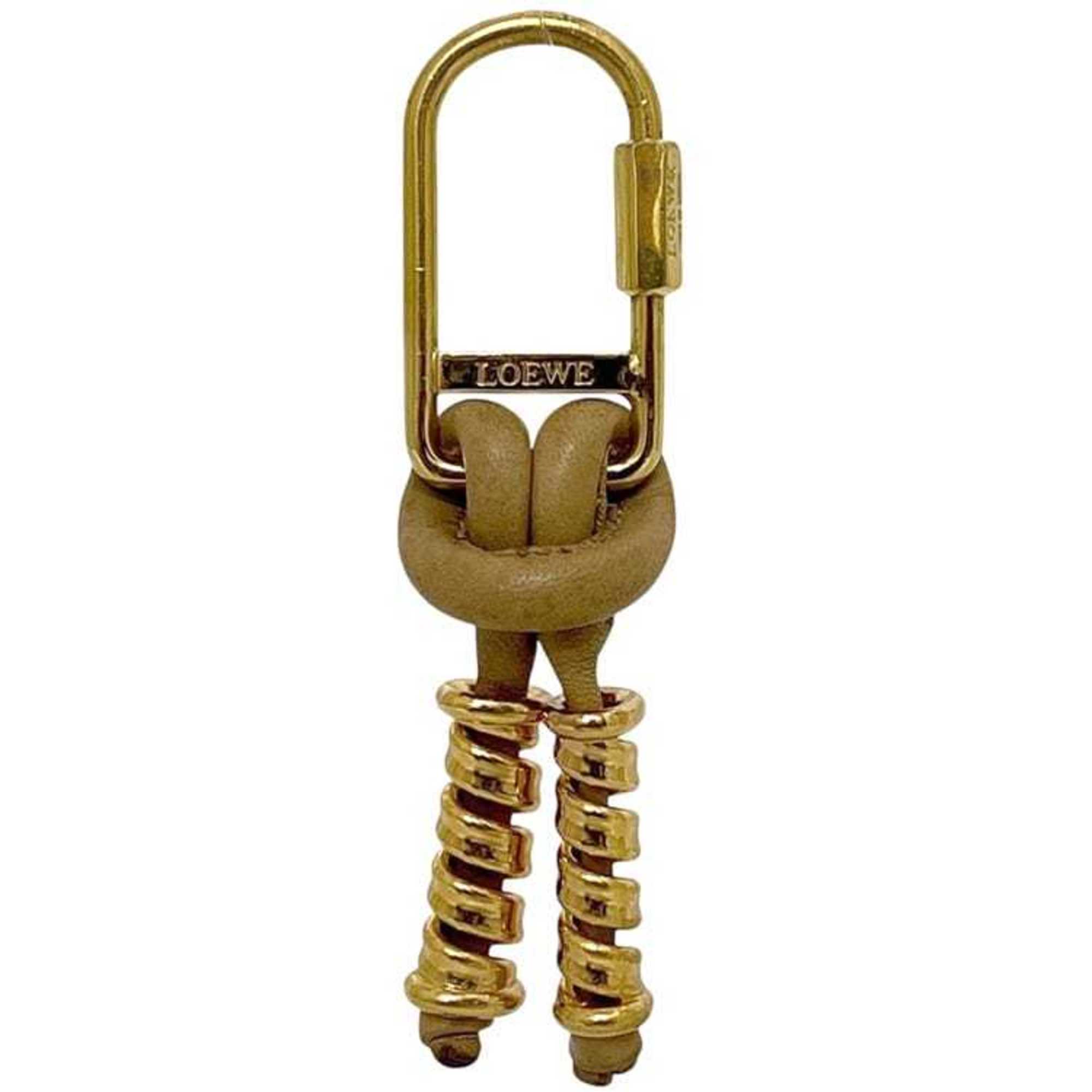 Loewe Key Ring ec-24408 Gold Brown VelÃ¡zquez GP Metal Leather LOEWE Keychain Charm Men’s Women’s Bag