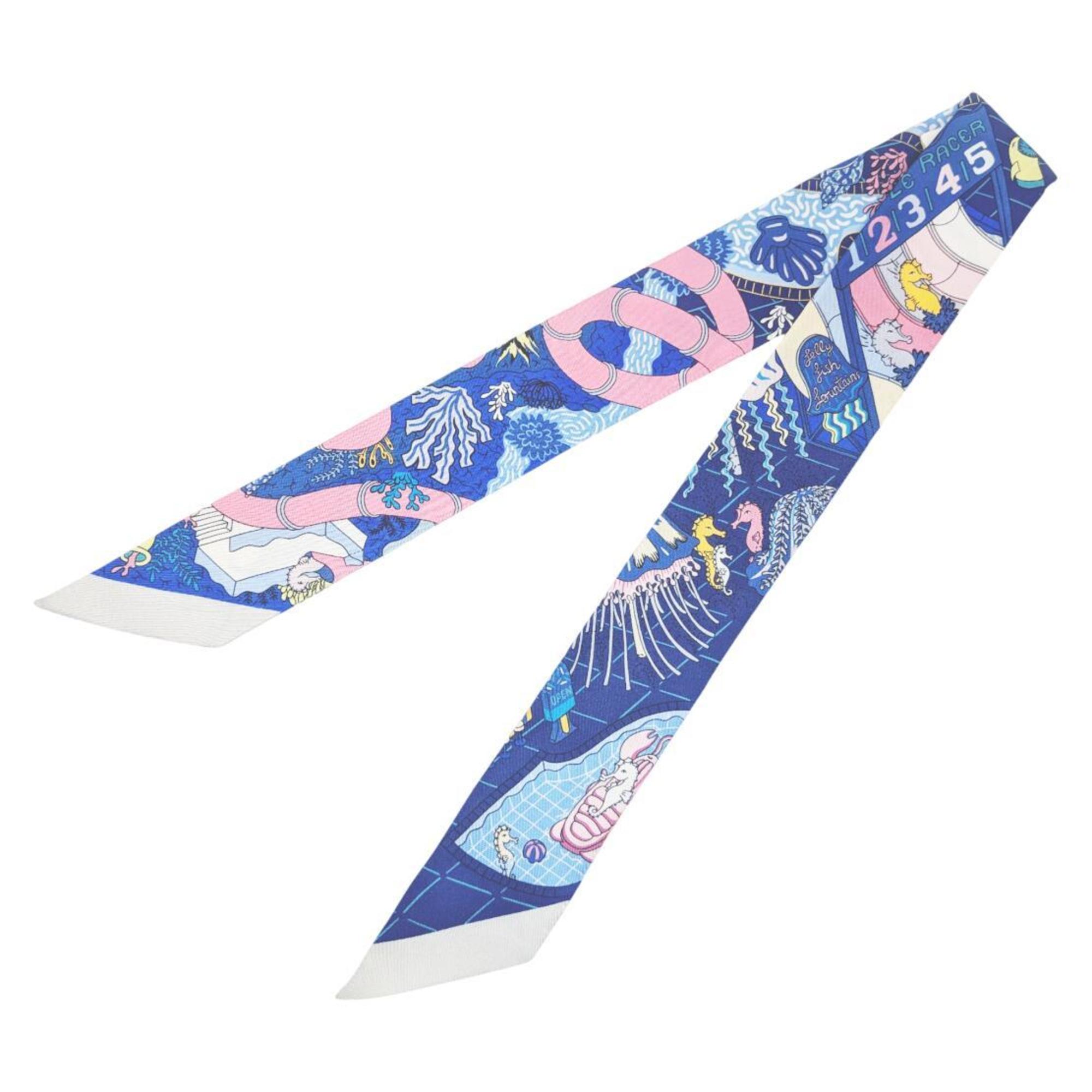 HERMES SPLASH PARK Twilly Scarf, Silk, Blue, Women’s