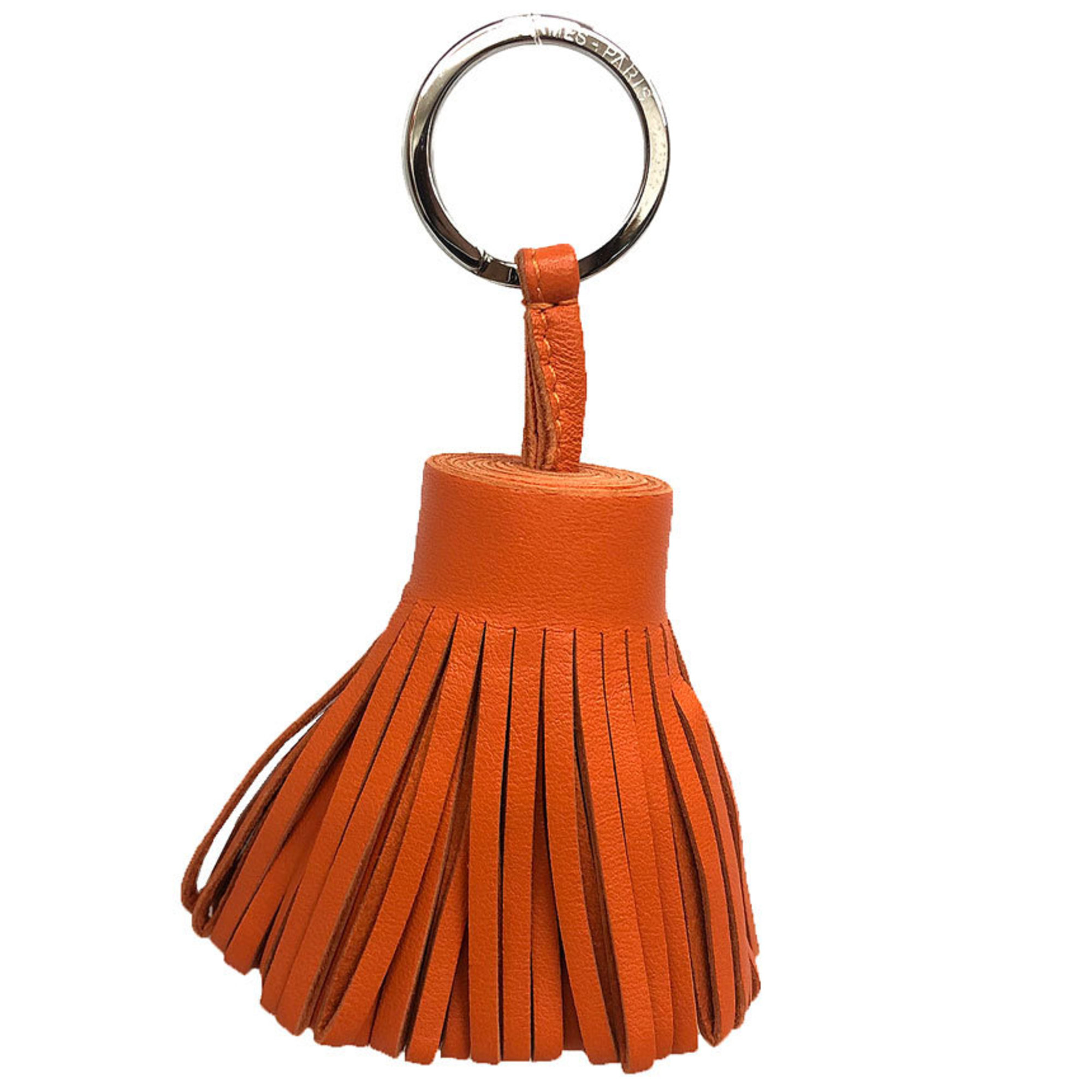 Hermes HermÃ¨s Carmen Key Ring, Porte-Cles Agneaumilo, 327108A-9J, Charm, 9J FEU, Orange, Wallet
