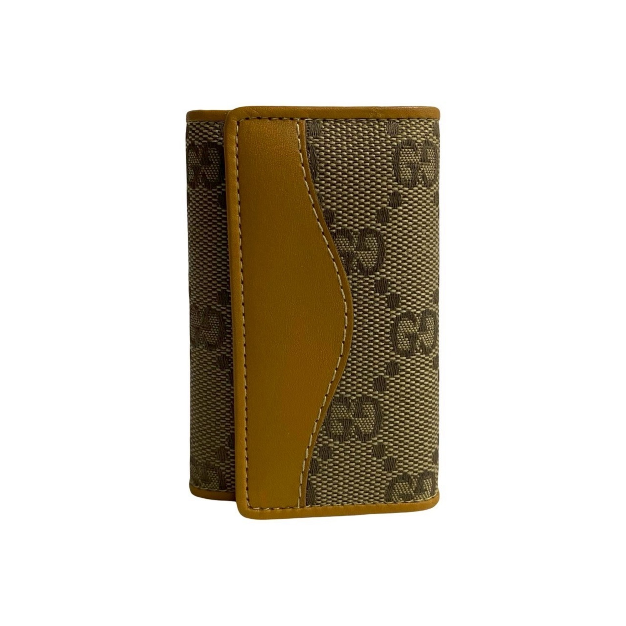 GUCCI GG Logo Canvas Leather Genuine Key Case Ring Holder Brown 58931