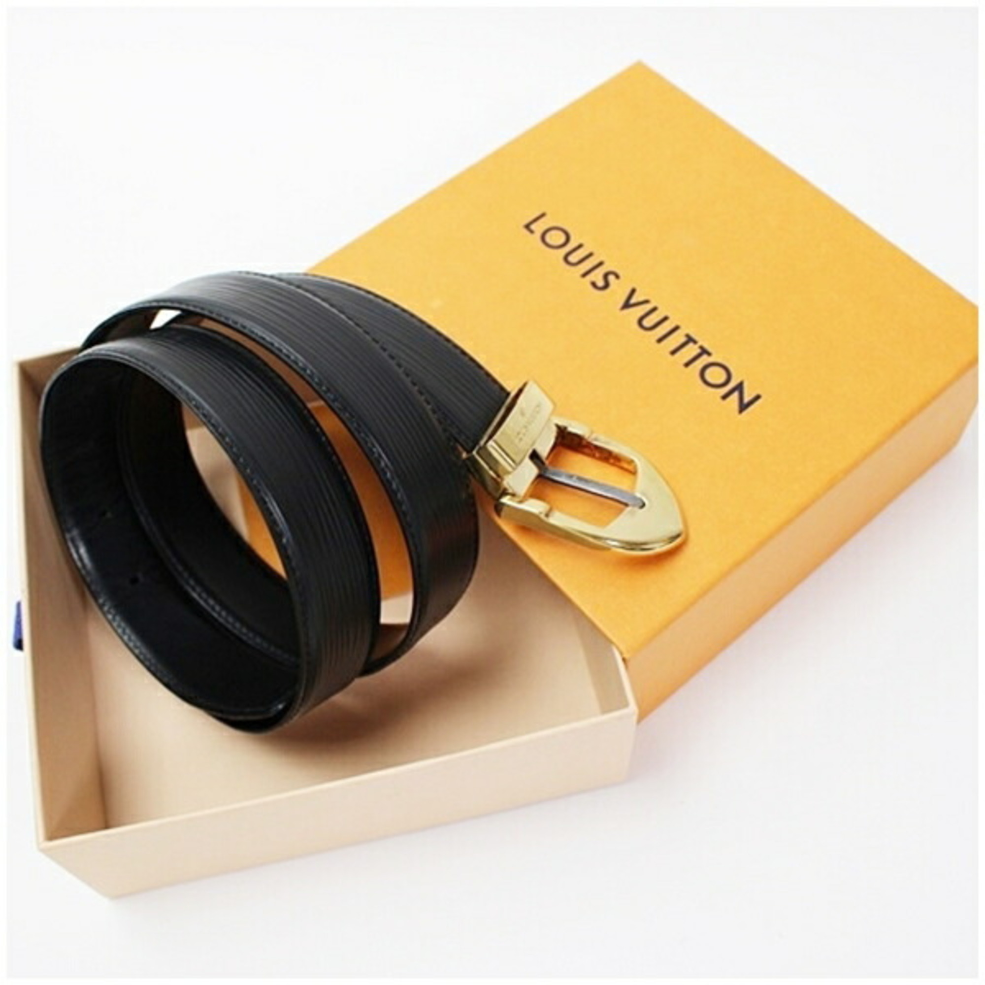 Louis Vuitton Epi Leather Belt, Black, 115 inches, Waist 95-105cm (5-way adjustment), LOUIS VUITTON Men’s