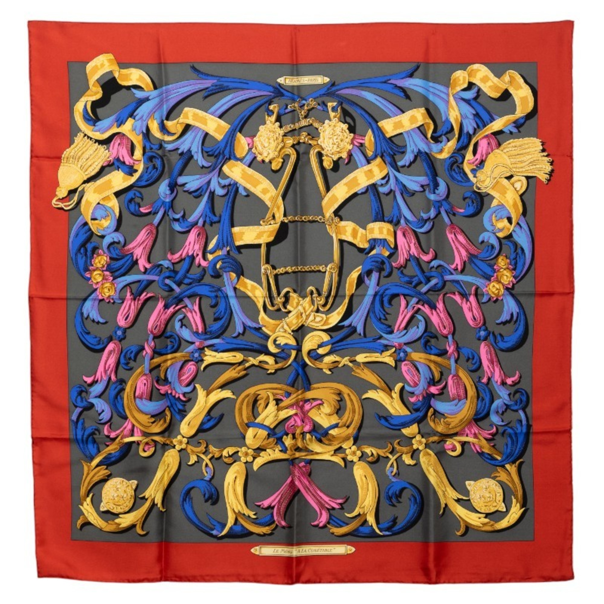Hermes HermÃ¨s CarrÃ© 90 “LE MORS A LA CONETABLE” Scarf/Muffler in Multicolor Silk for Women