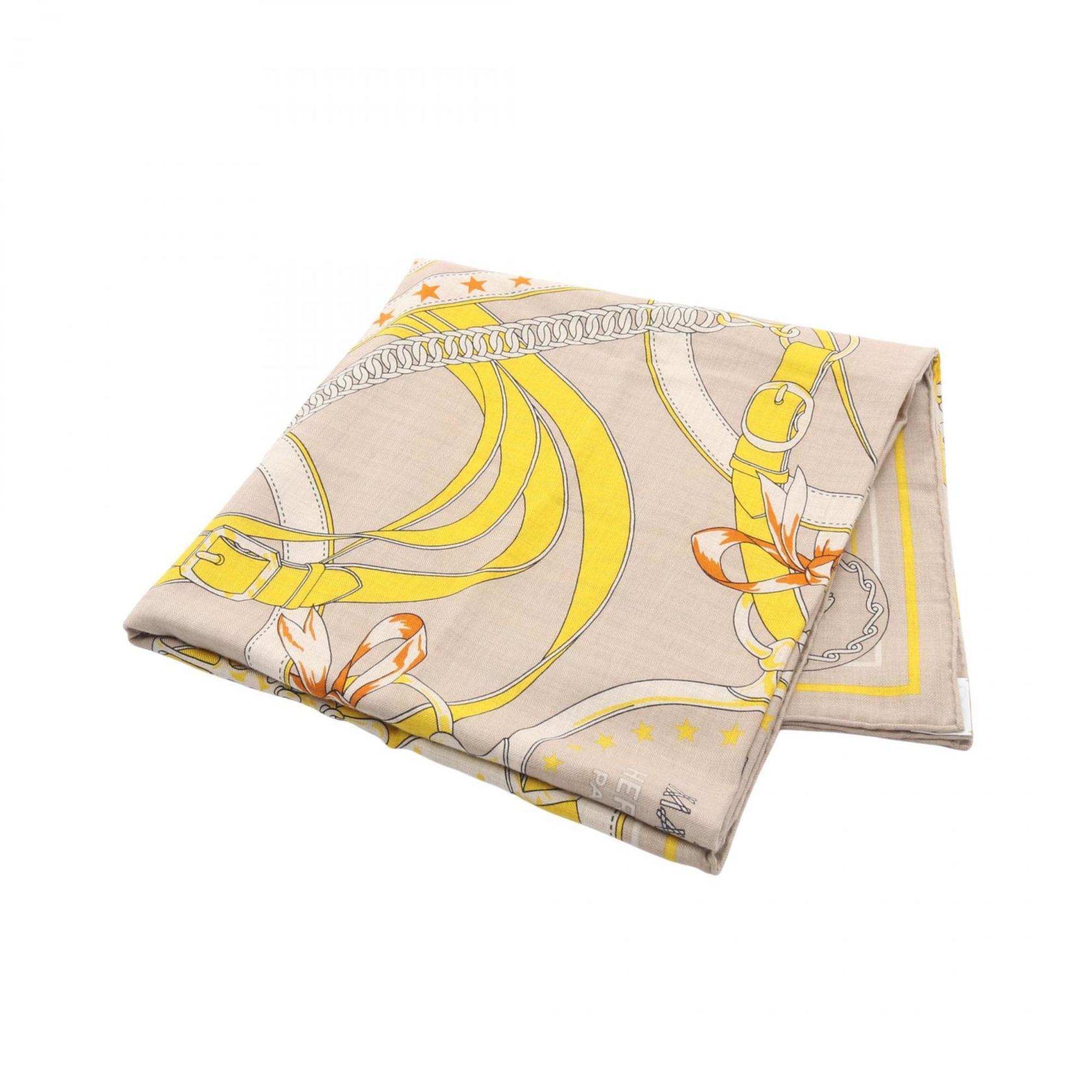 Hermes HermÃ¨s LA PROMENADE DU MATIN CarrÃ© Jean, size 140, scarf, silk, cashmere, and women’s, beige, yellow, multicolor
