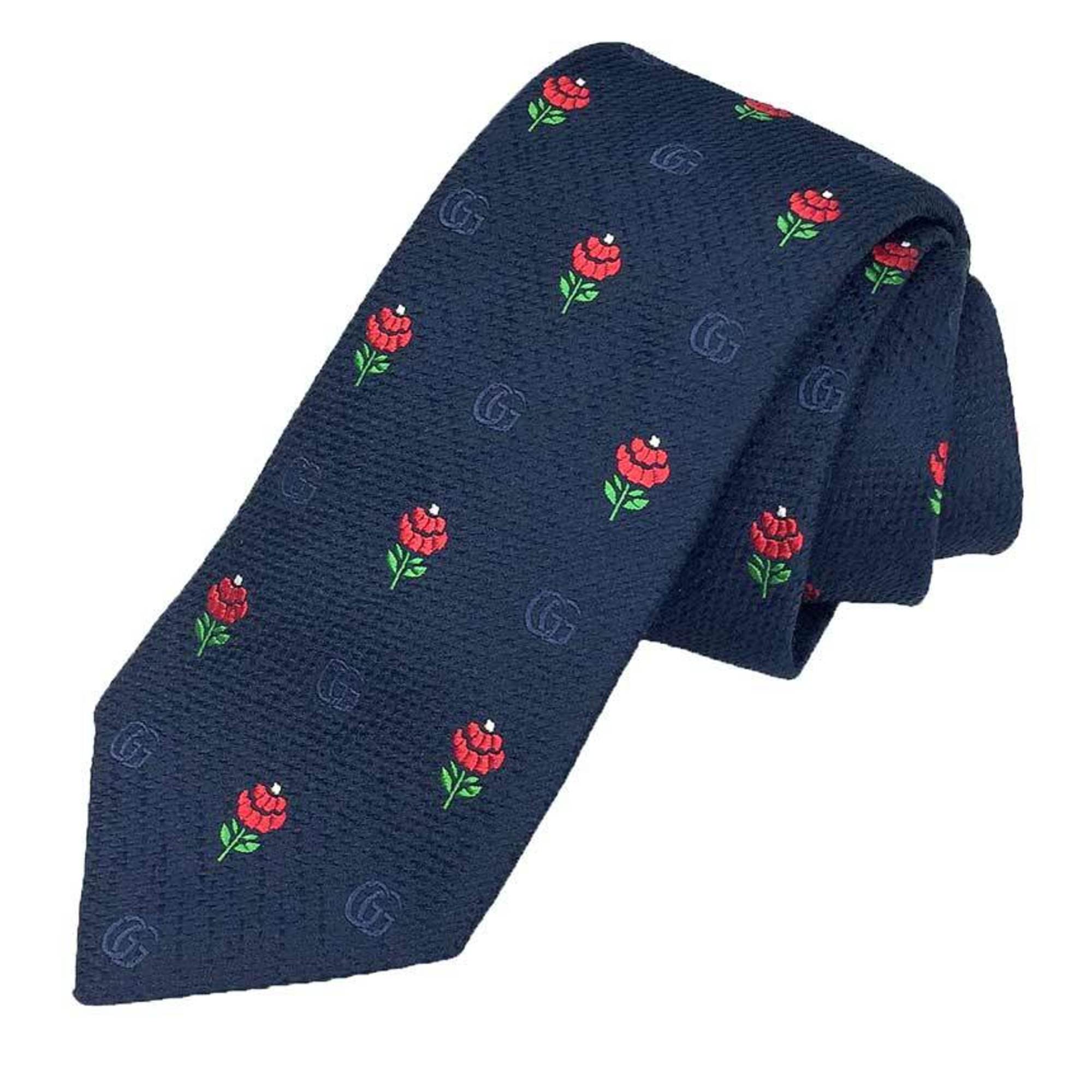 GUCCI Gucci tie GG flower navy men’s