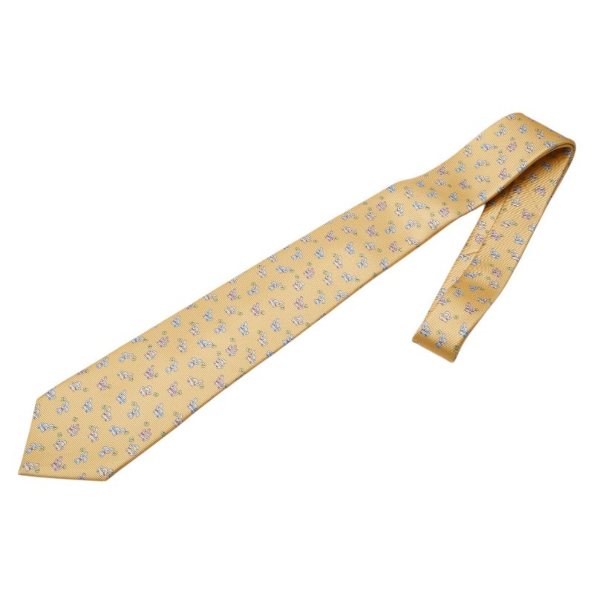 BVLGARI Dog Tie in Yellow and Multicolor Silk for Men