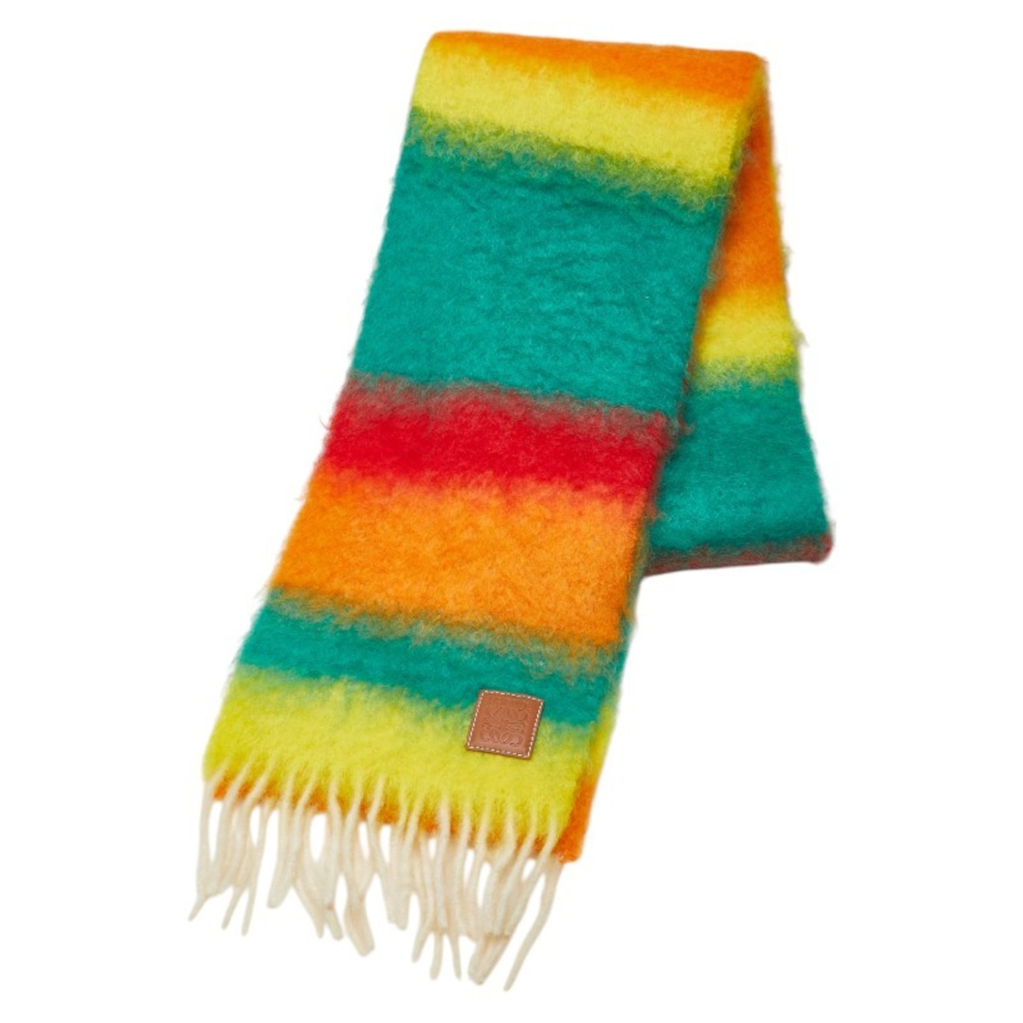 LOEWE Anagram Stripe Scarf in Multicolor Wool and Mohair for Women