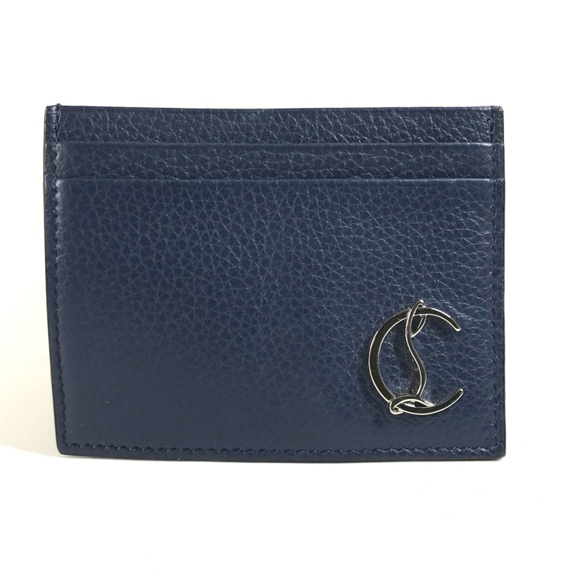Christian Louboutin CL Business Card Holder Pass Case Holder/Card Leather Men’s Navy