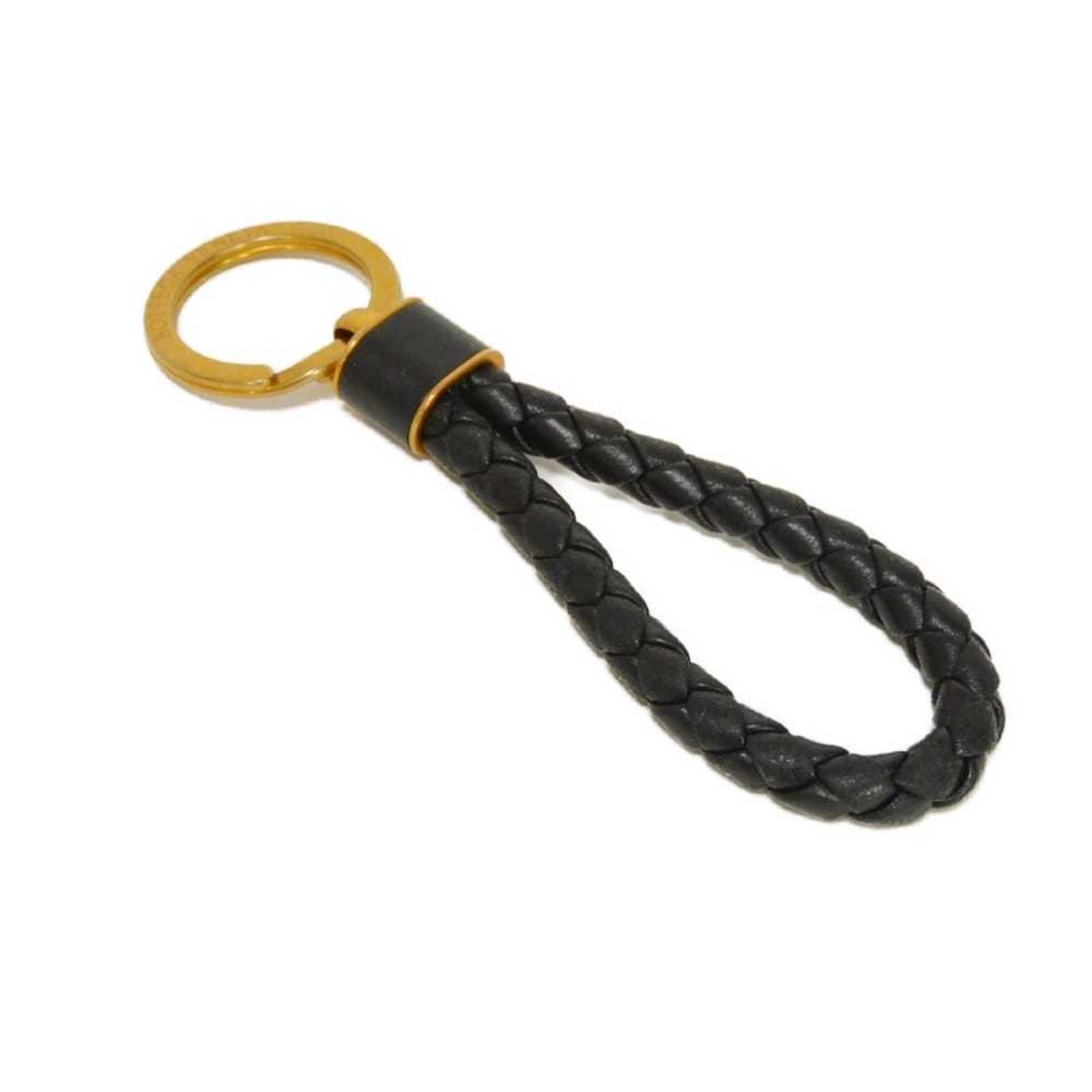 Bottega Veneta Intrecciato Key Ring, Current Model, Nappa Coaxial, Gold and Black, 651820 V0HW 18425, Men’s